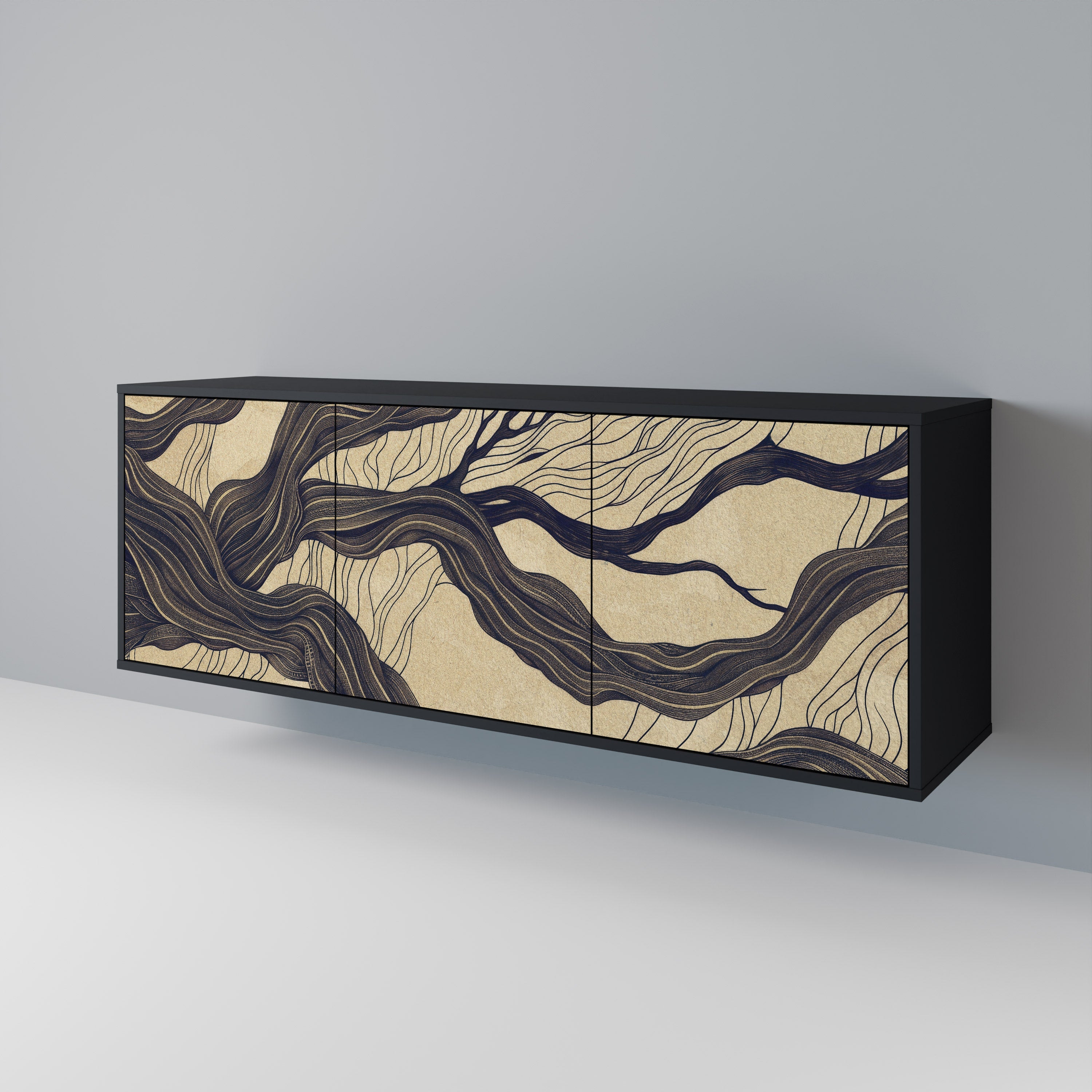 Buffet 3 portes UNIFIED FRAGMENTS en finition noire