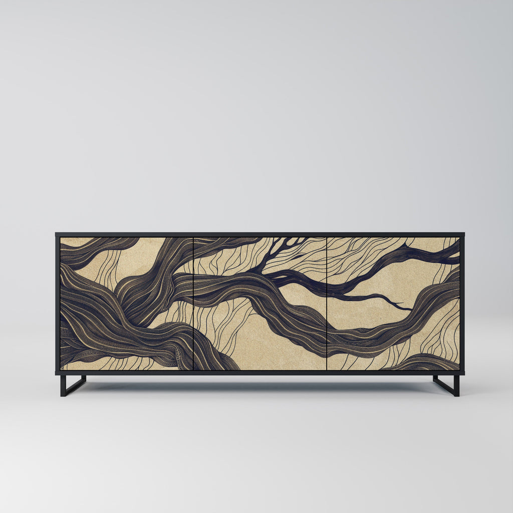 UNIFIED FRAGMENTS 3-Door Sideboard in Black Finish