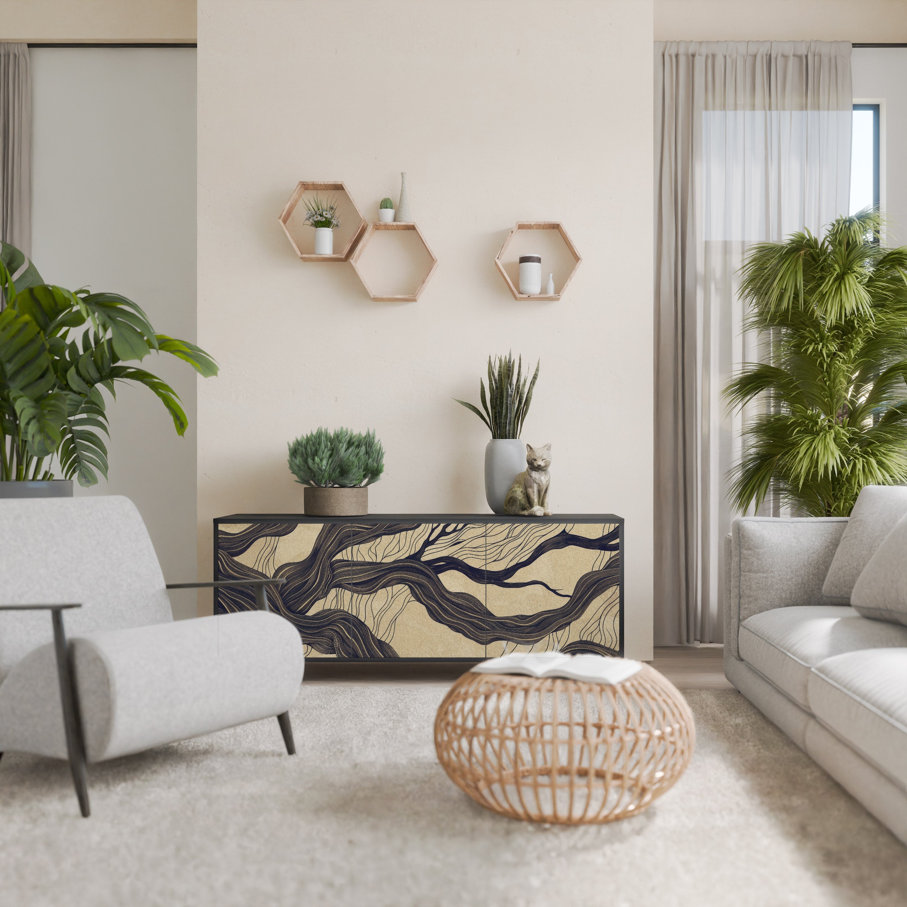 Buffet 3 portes UNIFIED FRAGMENTS en finition noire