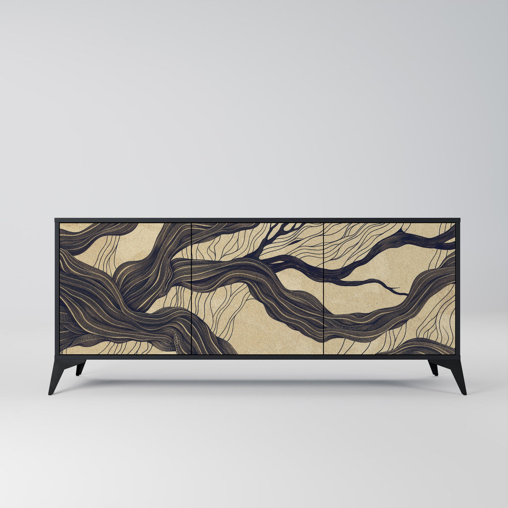 UNIFIED FRAGMENTS 3-Door Sideboard in Black Finish