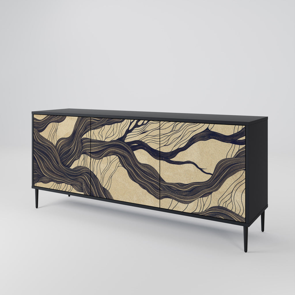 UNIFIED FRAGMENTS 3-Door Sideboard in Black Finish