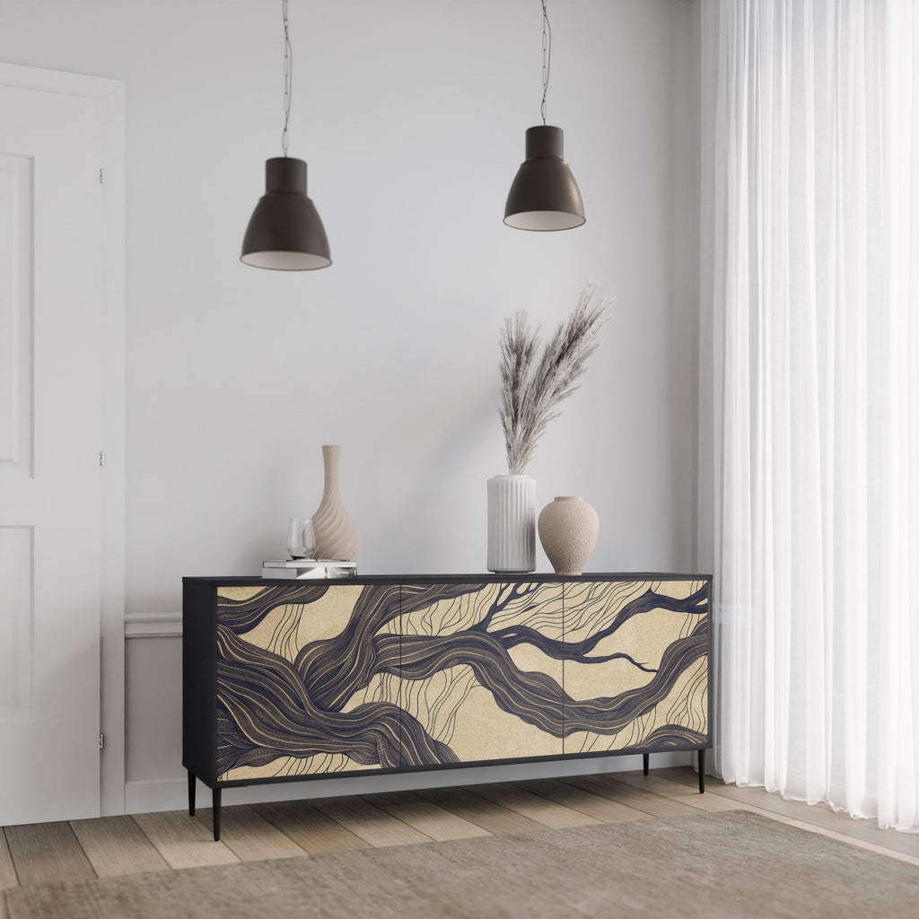 UNIFIED FRAGMENTS 3-Door Sideboard in Black Finish