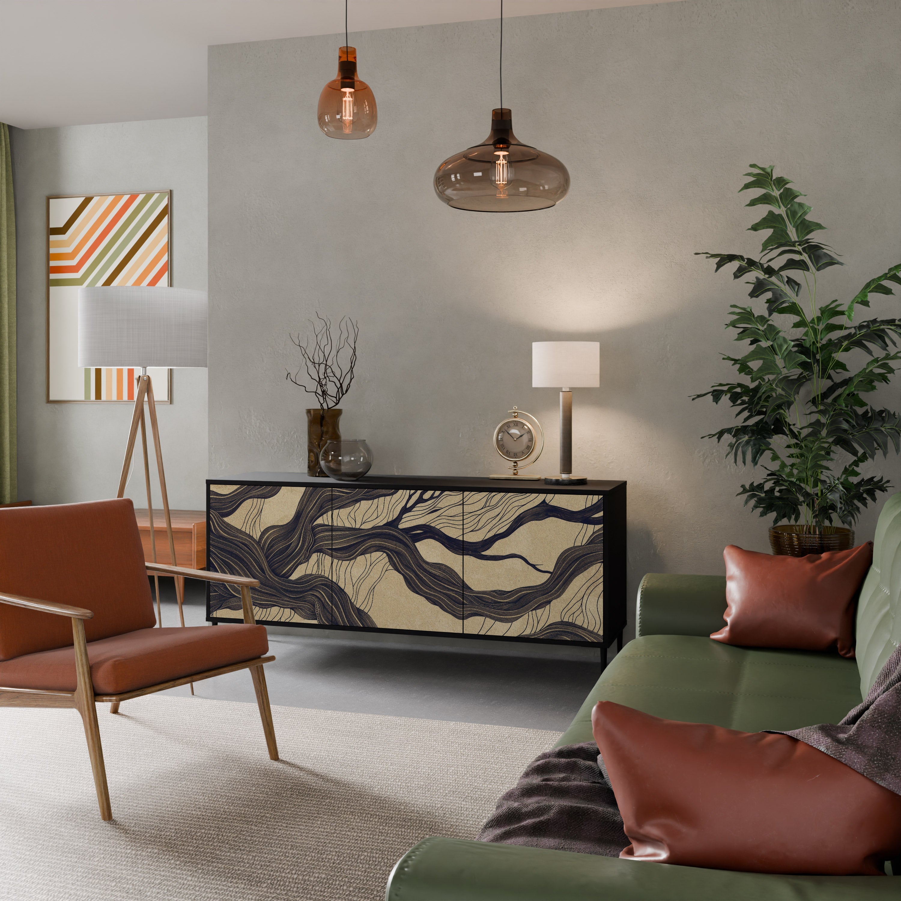 Buffet 3 portes UNIFIED FRAGMENTS en finition noire