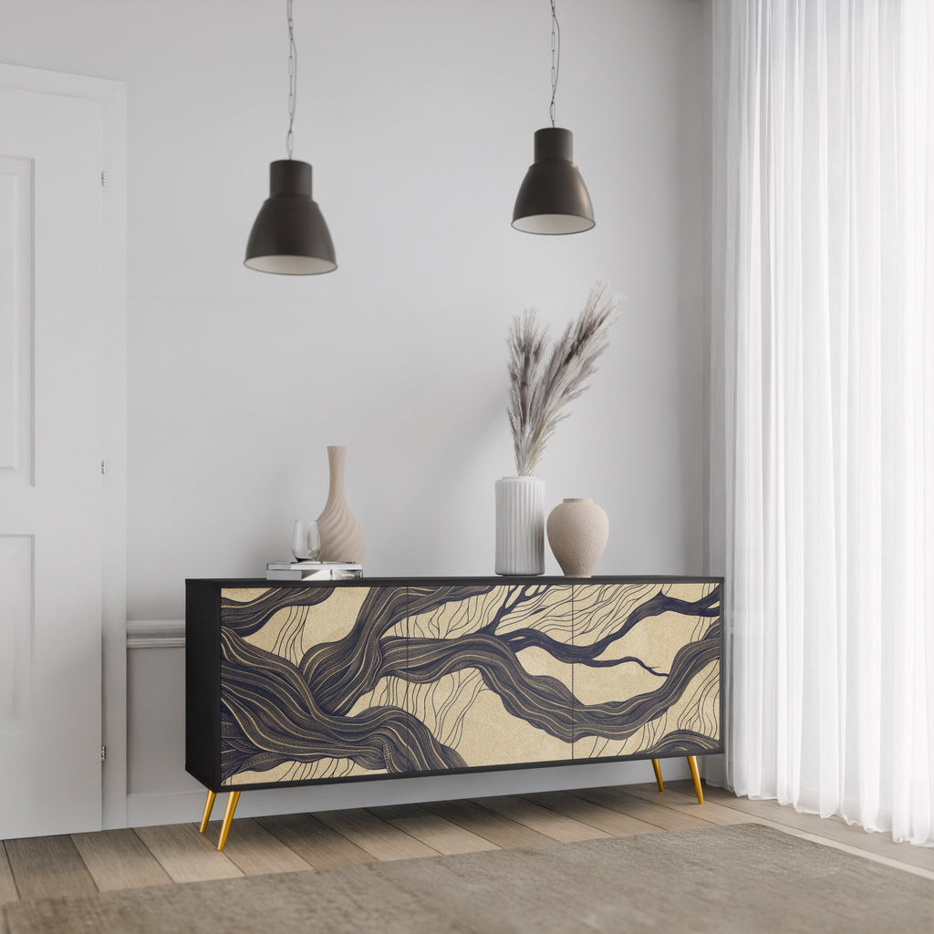 UNIFIED FRAGMENTS 3-Door Sideboard in Black Finish