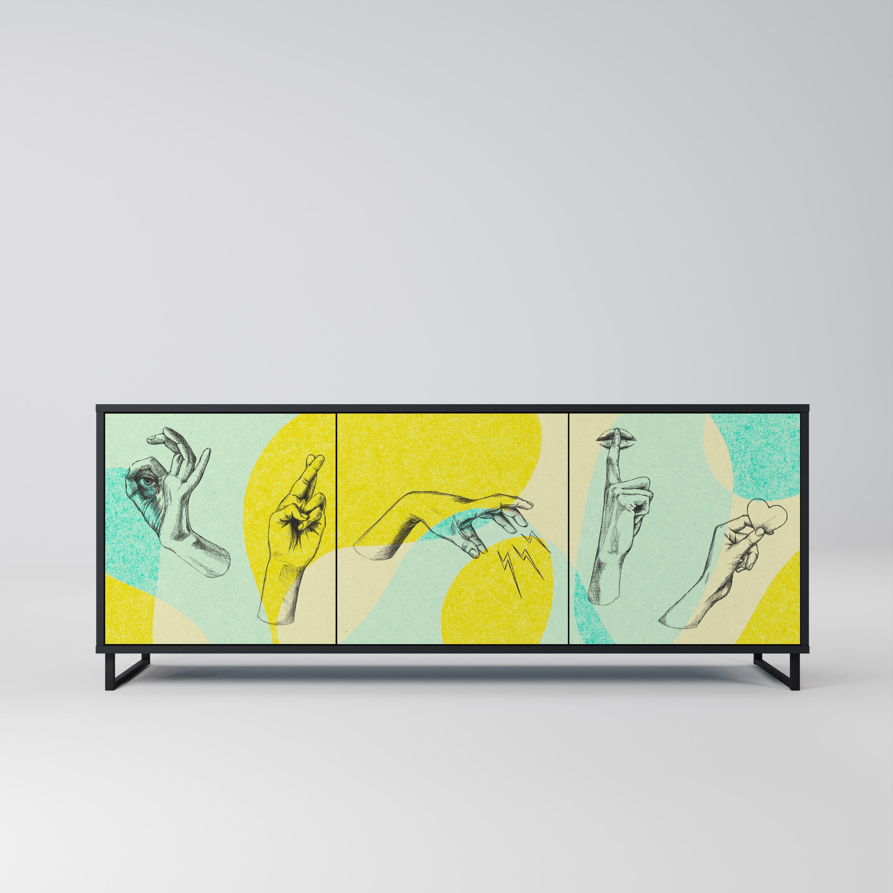 Buffet 3 portes BODY LANGUAGE en finition noire