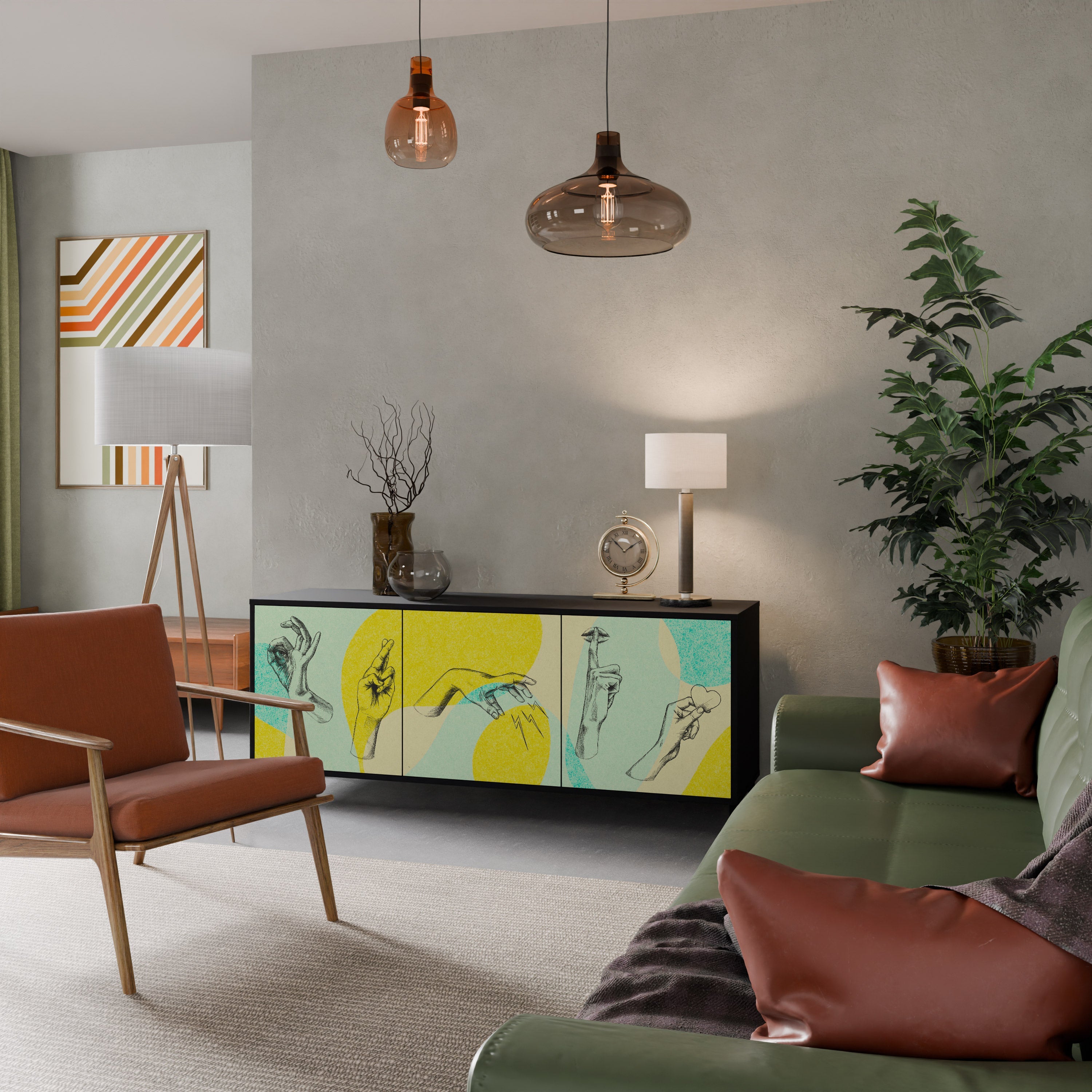 Buffet 3 portes BODY LANGUAGE en finition noire