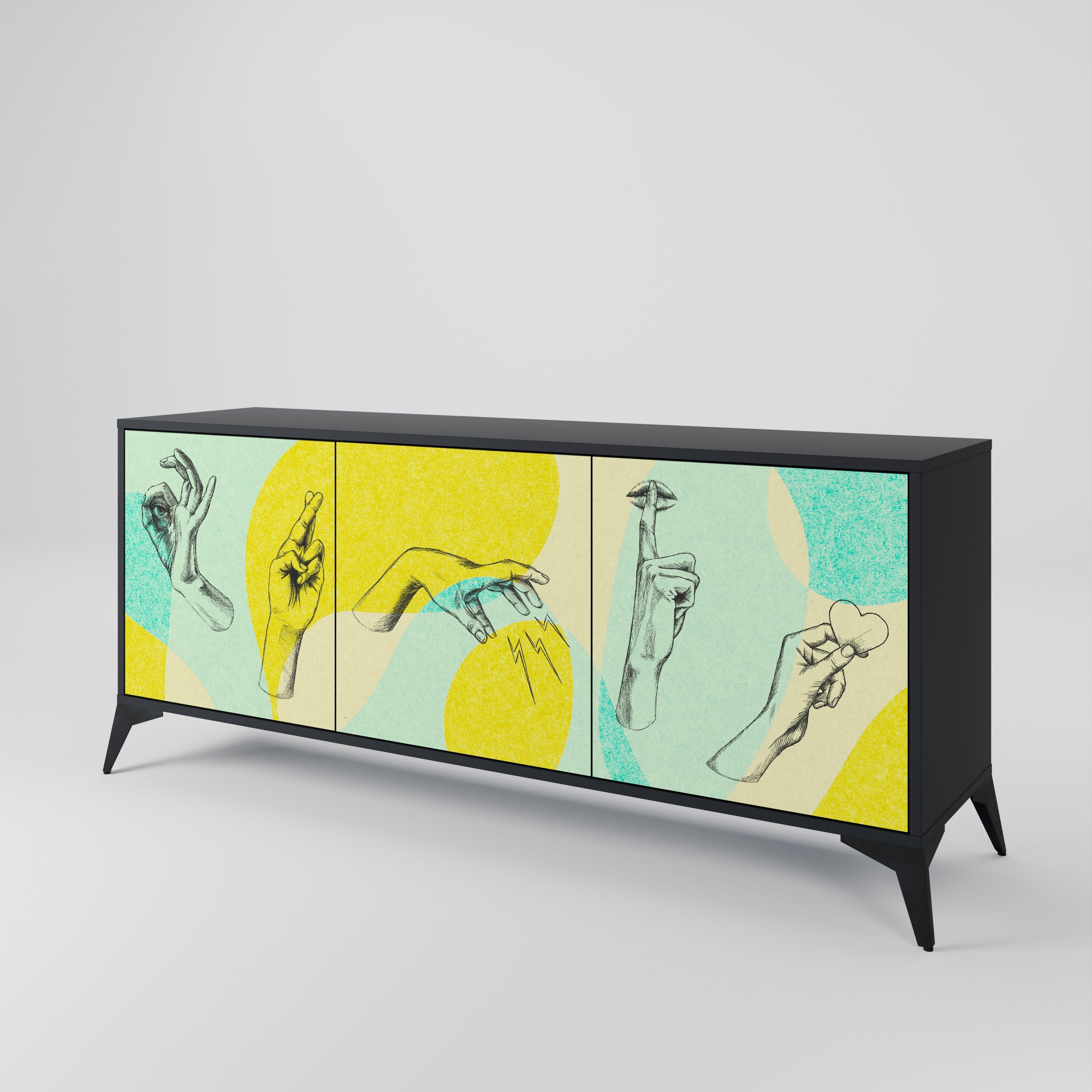 Buffet 3 portes BODY LANGUAGE en finition noire