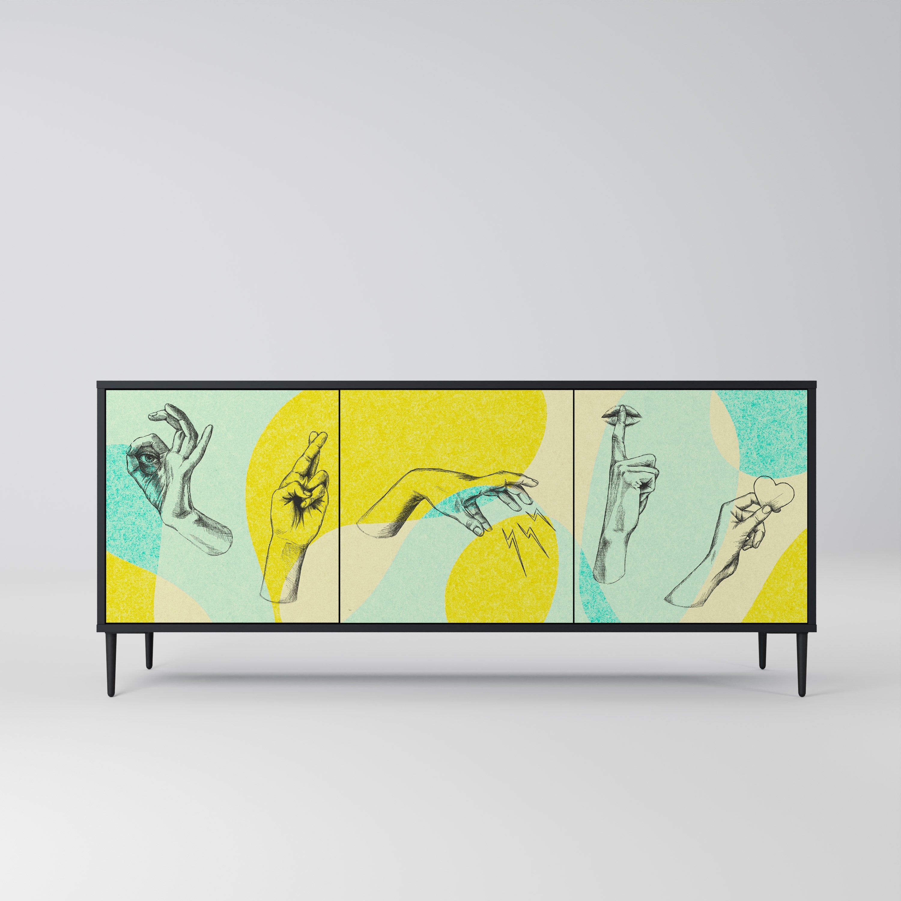 Buffet 3 portes BODY LANGUAGE en finition noire