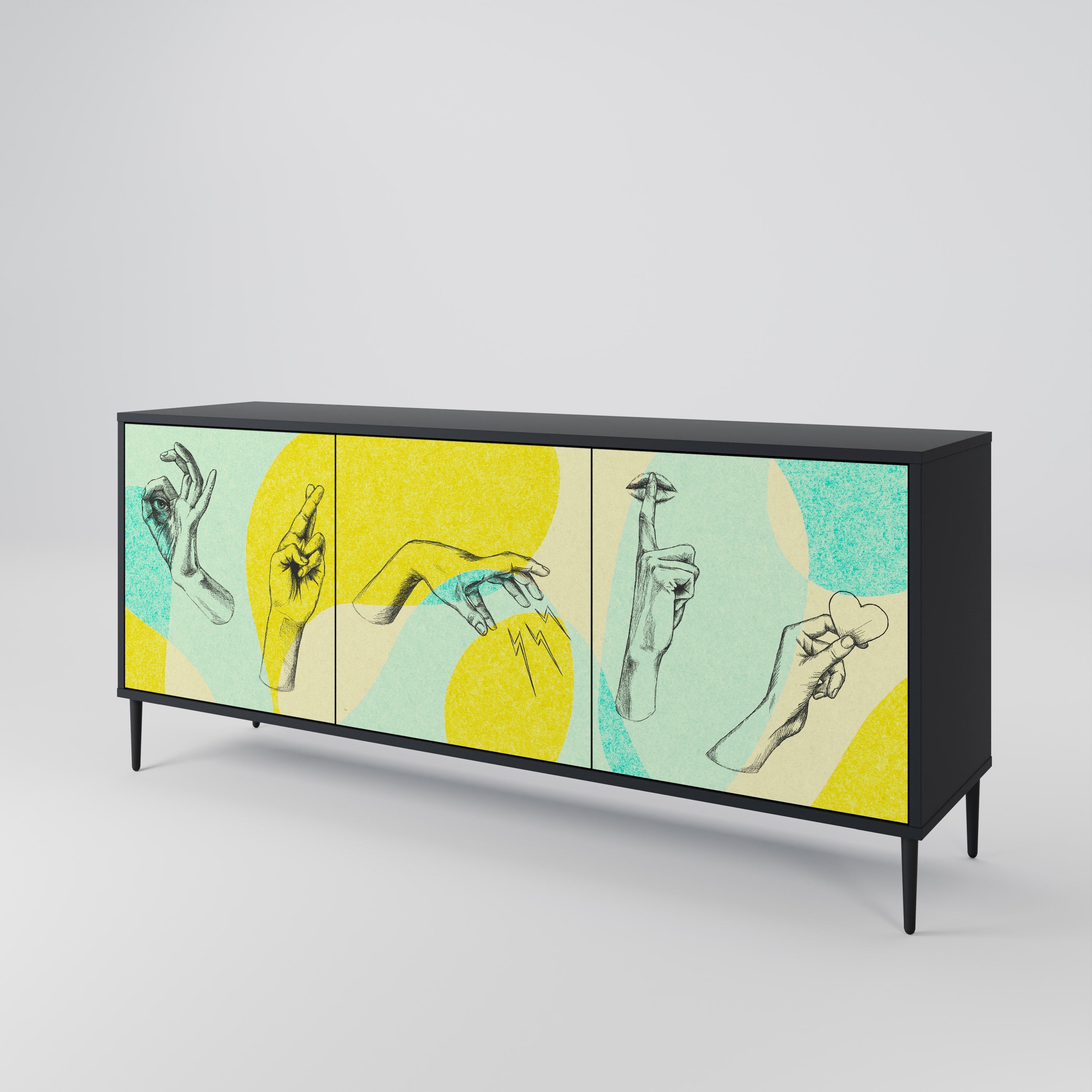 Buffet 3 portes BODY LANGUAGE en finition noire