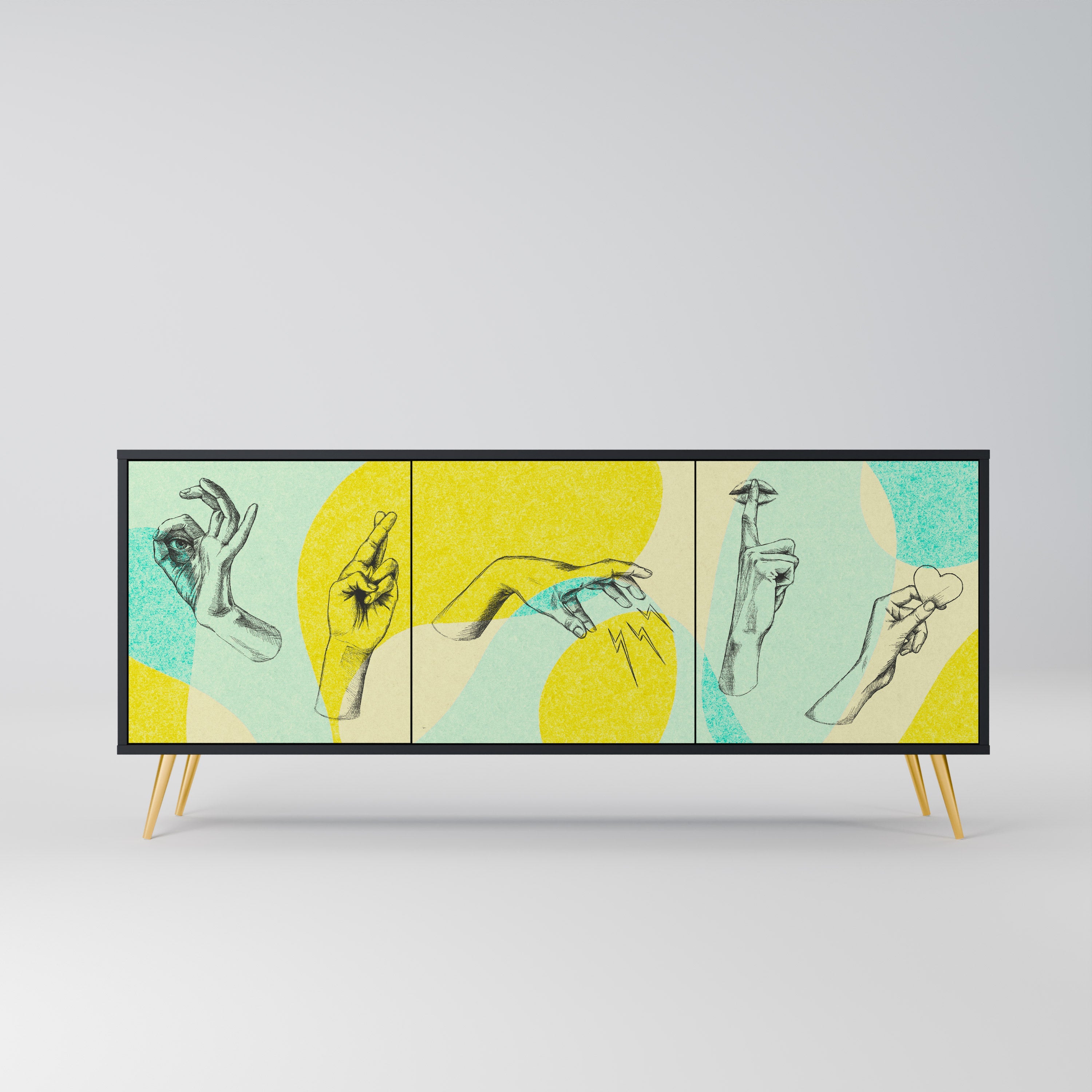 Buffet 3 portes BODY LANGUAGE en finition noire