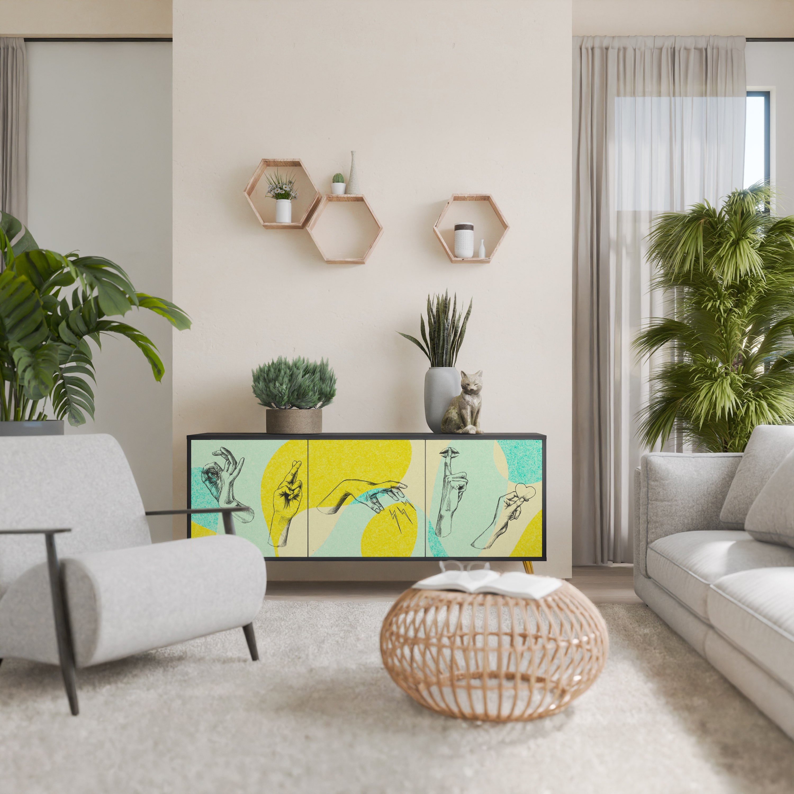 Buffet 3 portes BODY LANGUAGE en finition noire