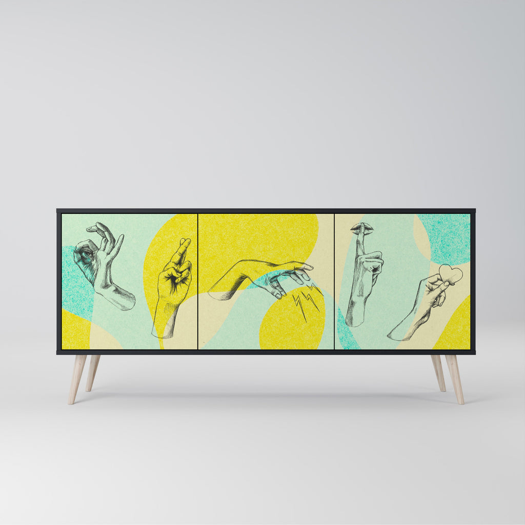 Buffet 3 portes BODY LANGUAGE en finition noire