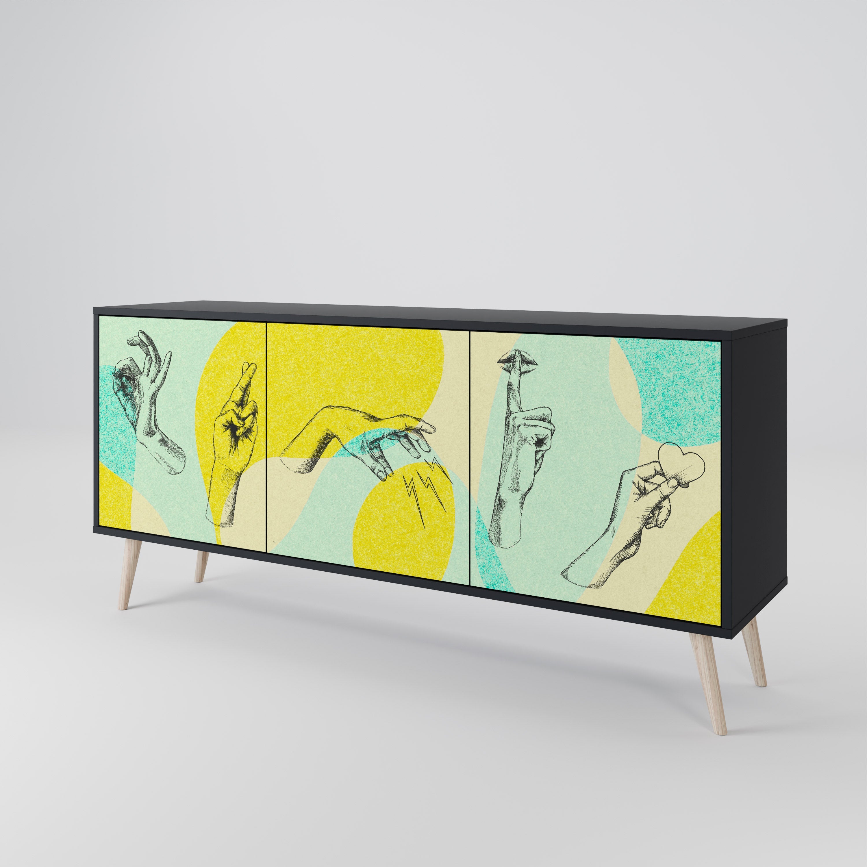 Buffet 3 portes BODY LANGUAGE en finition noire