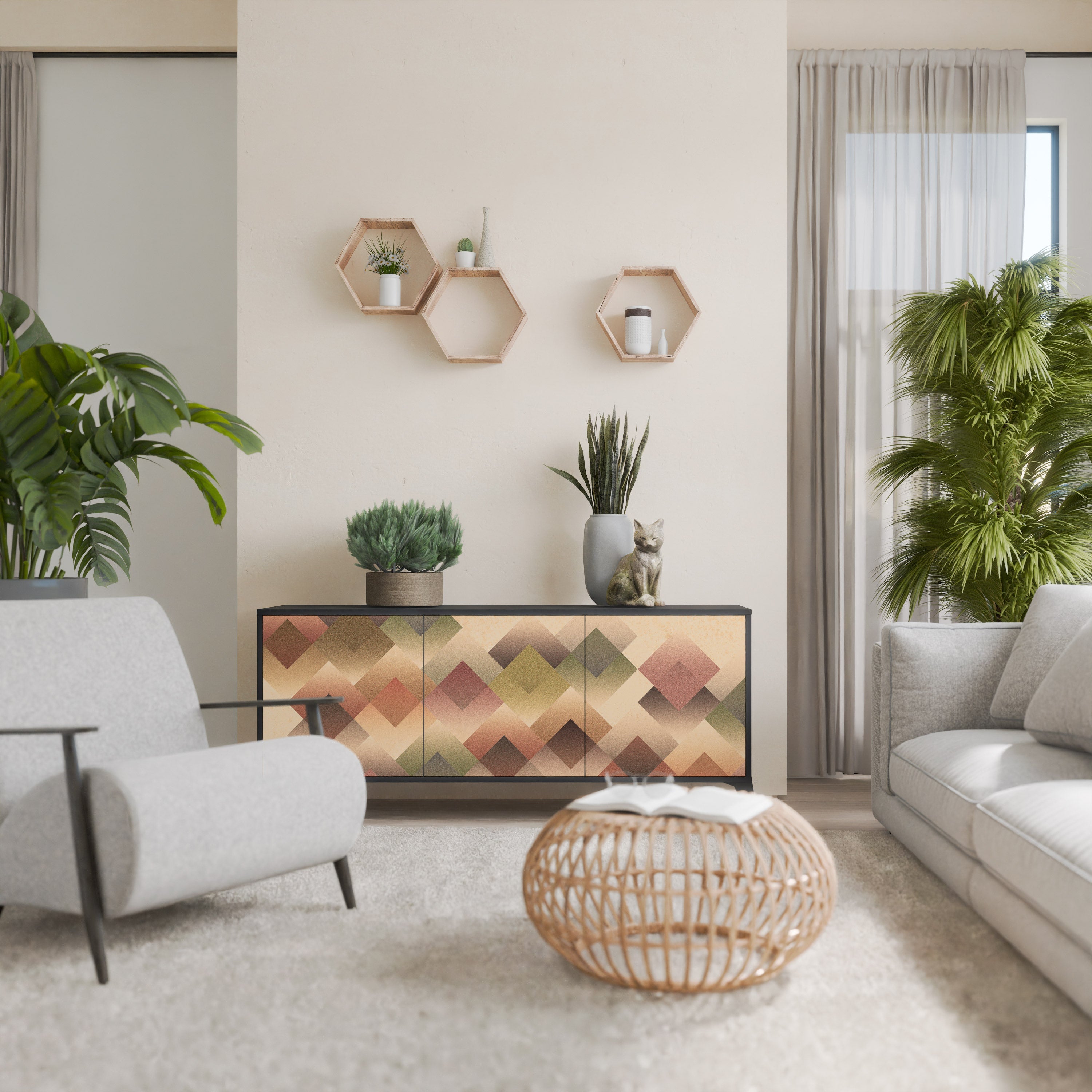 Buffet 3 portes GEOMETRIC FUSION en finition noire