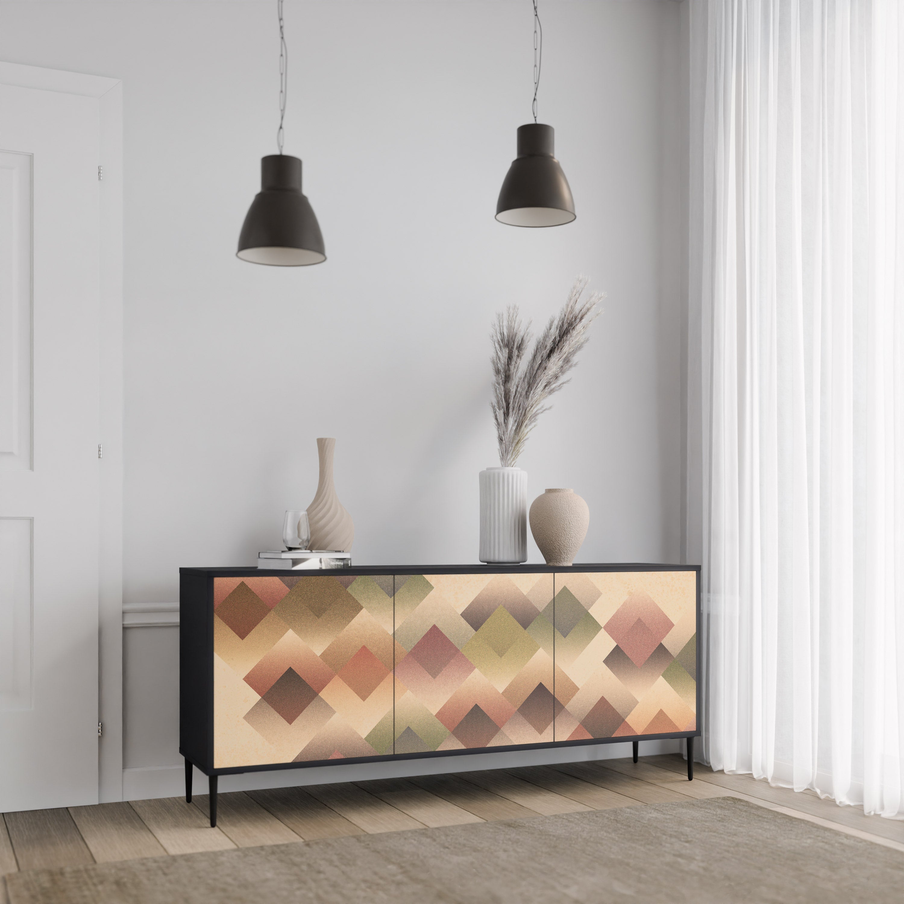 Buffet 3 portes GEOMETRIC FUSION en finition noire