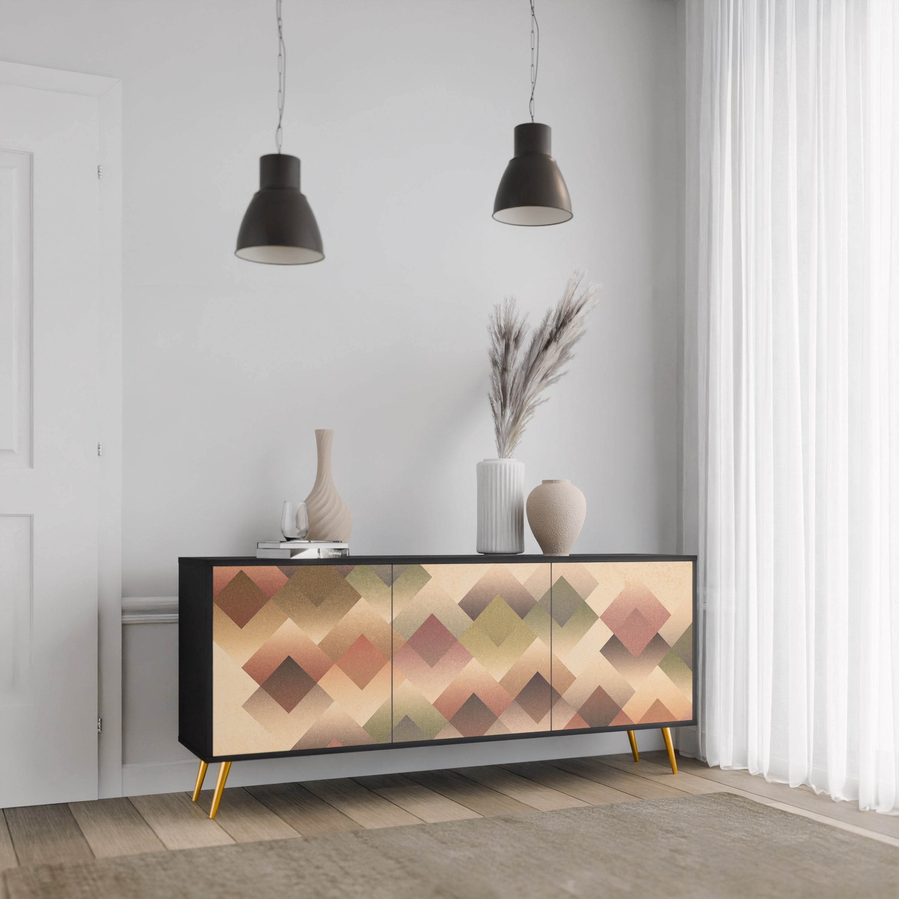 Buffet 3 portes GEOMETRIC FUSION en finition noire