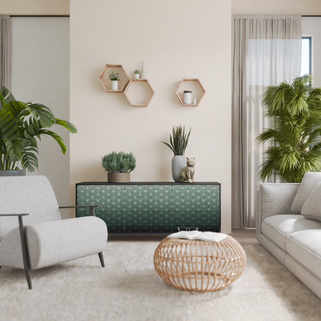 Buffet 3 portes ORNAMENTAL GLIMMER en finition noire