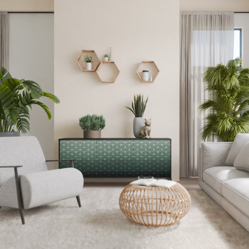 Buffet 3 portes ORNAMENTAL GLIMMER en finition noire