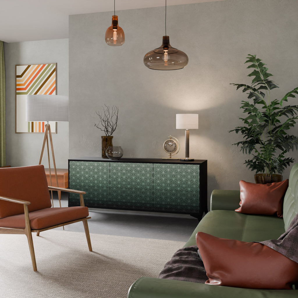 Buffet 3 portes ORNAMENTAL GLIMMER en finition noire