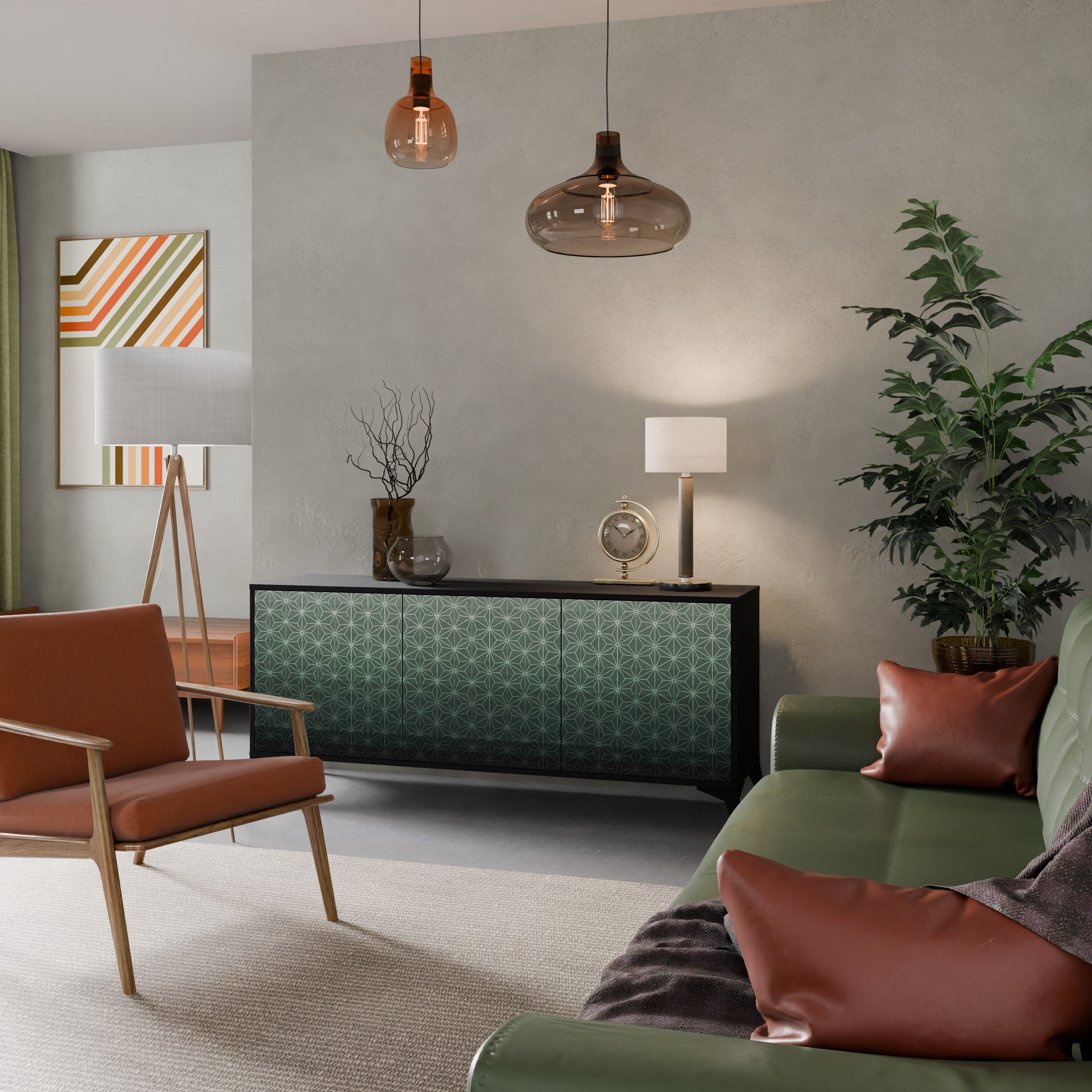 Buffet 3 portes ORNAMENTAL GLIMMER en finition noire