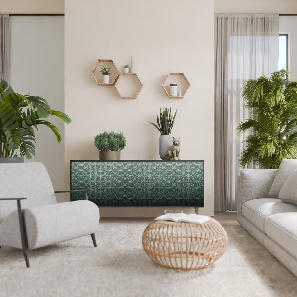 Buffet 3 portes ORNAMENTAL GLIMMER en finition noire