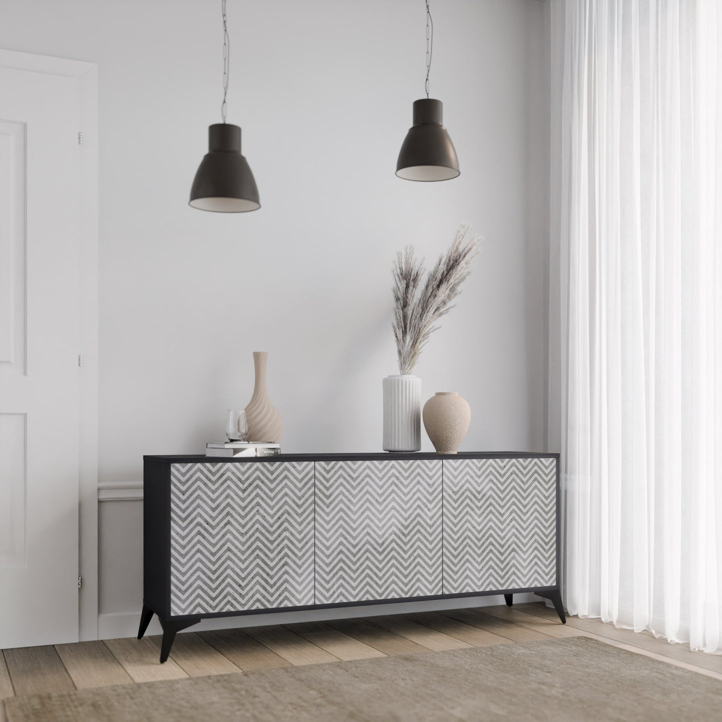 CONCRETE ZIG ZAG 3-Door Sideboard