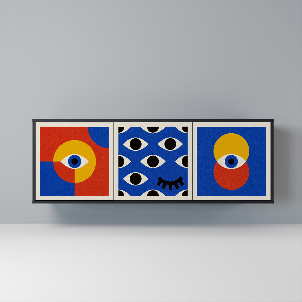 Buffet 3 portes GEOMETRIC EYES en finition noire