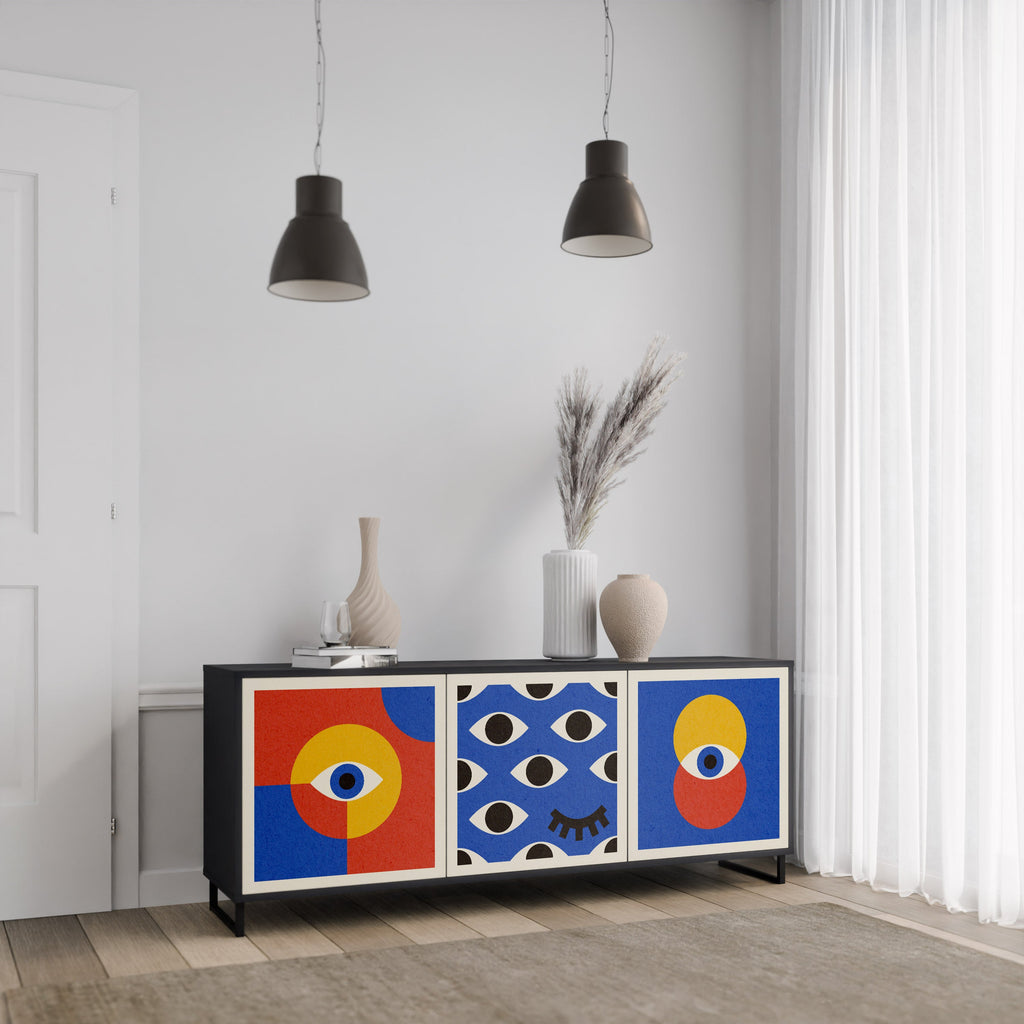 Buffet 3 portes GEOMETRIC EYES en finition noire