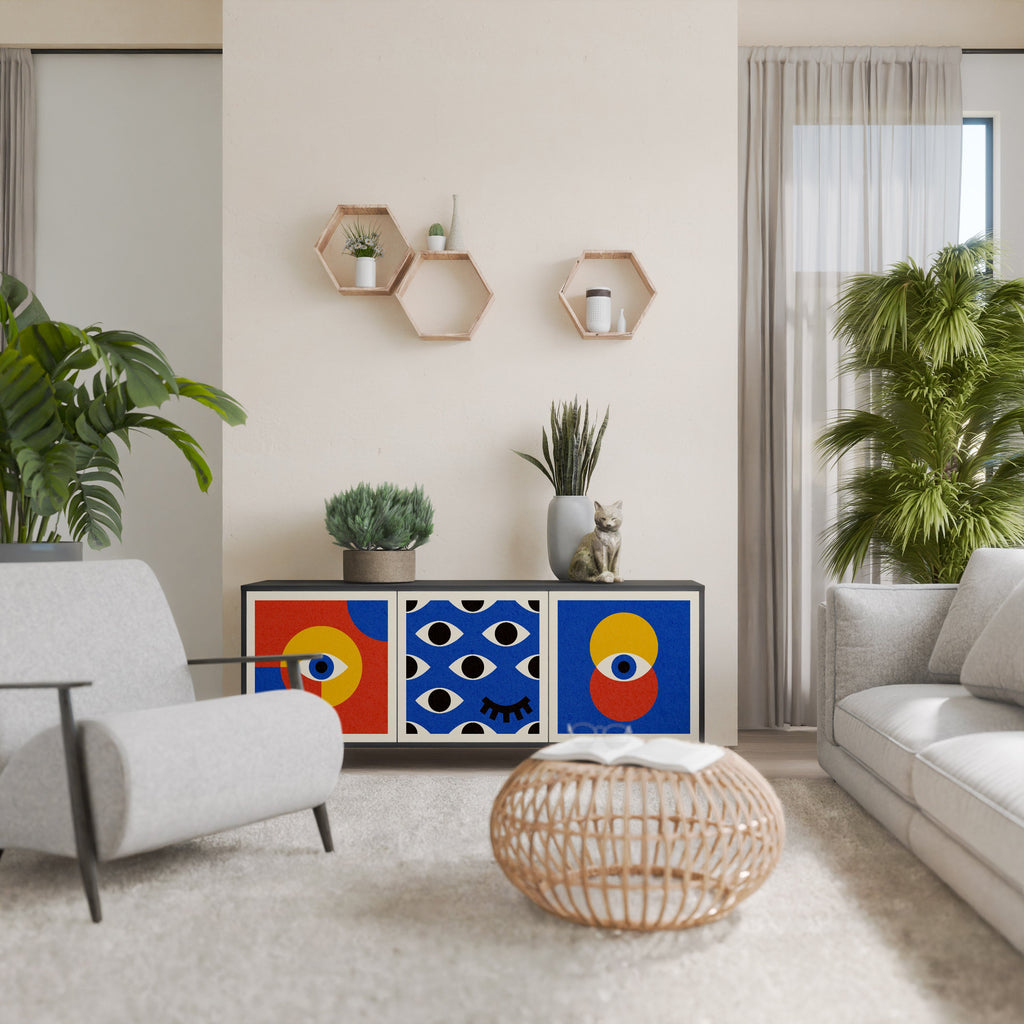 Buffet 3 portes GEOMETRIC EYES en finition noire