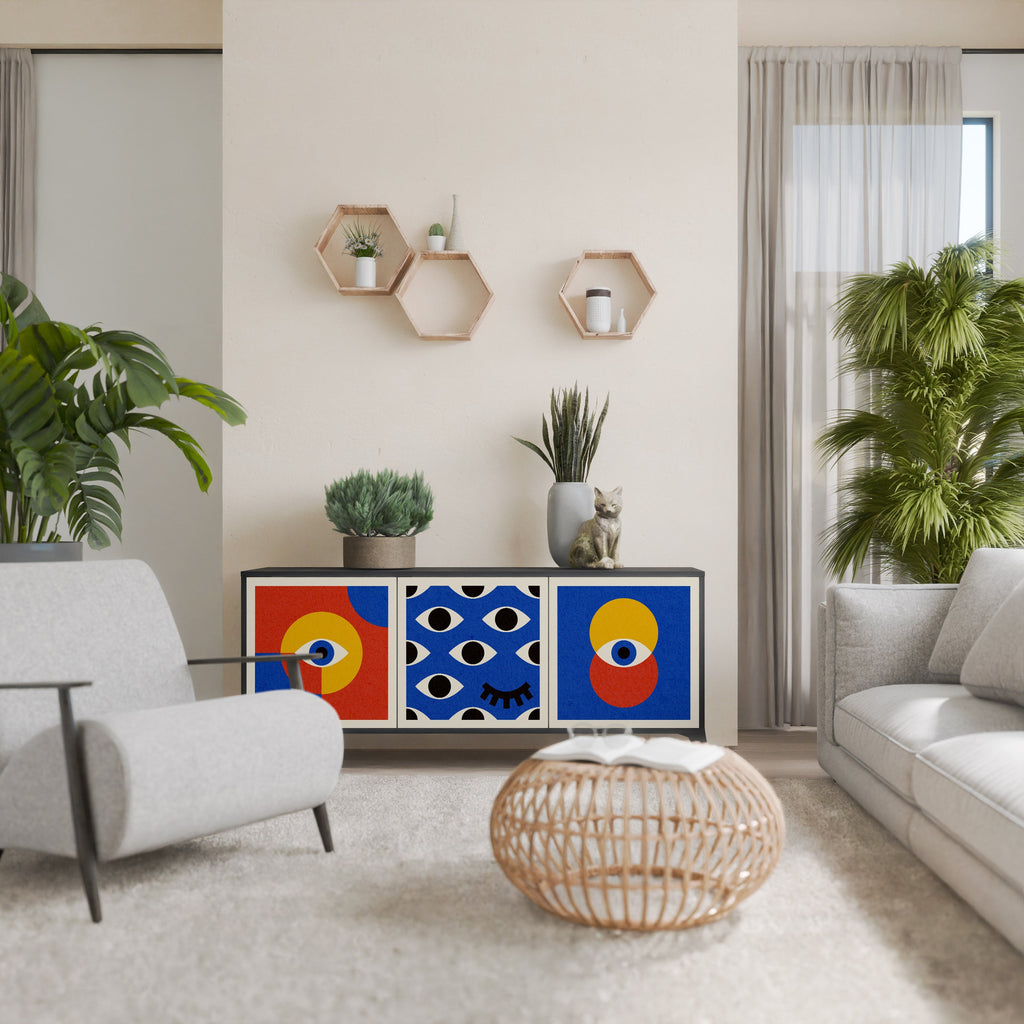 Buffet 3 portes GEOMETRIC EYES en finition noire