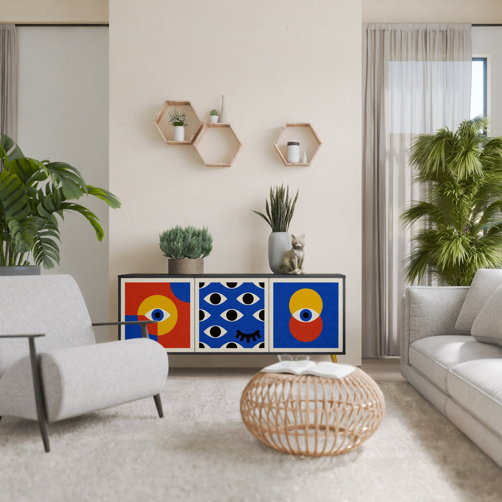 Buffet 3 portes GEOMETRIC EYES en finition noire