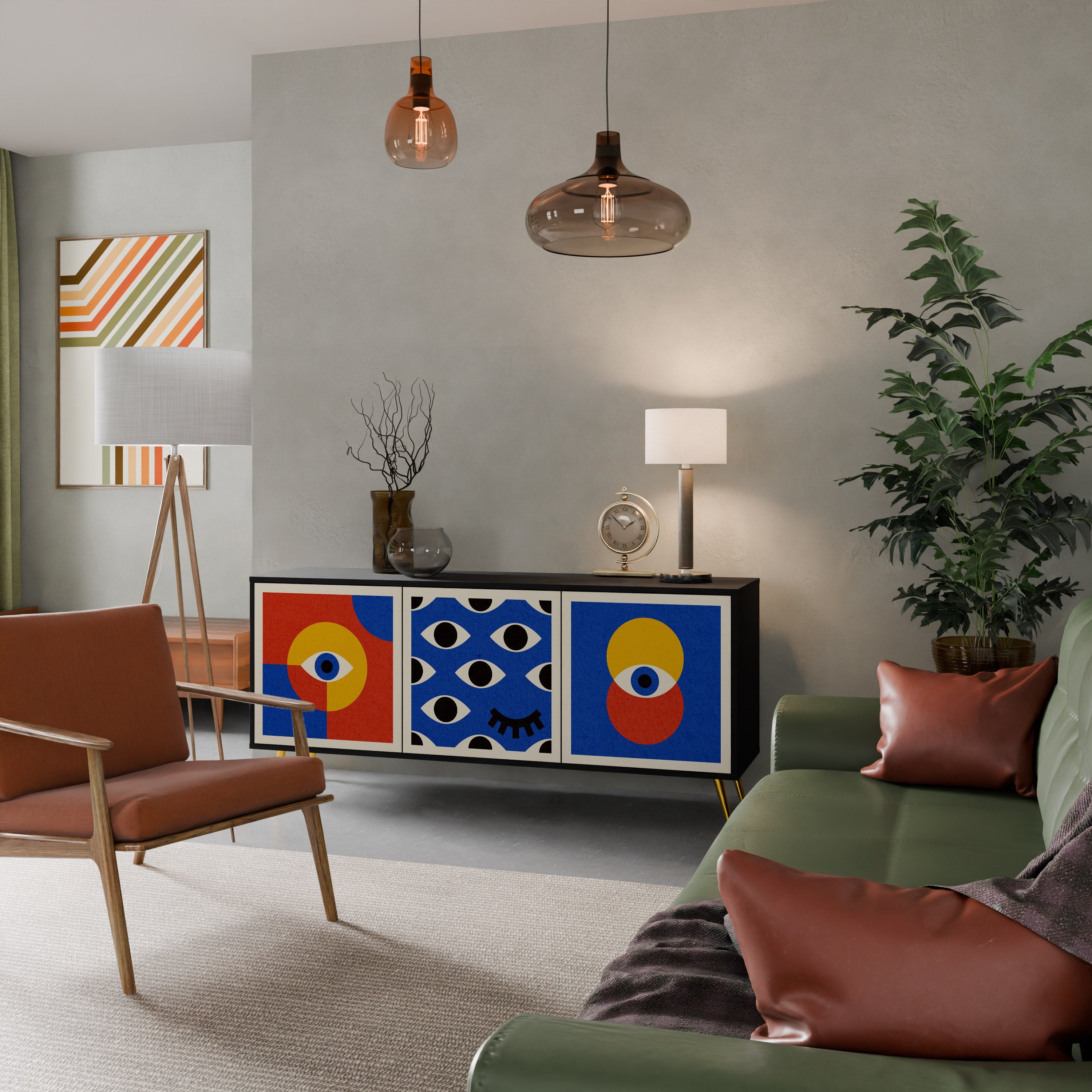 Buffet 3 portes GEOMETRIC EYES en finition noire