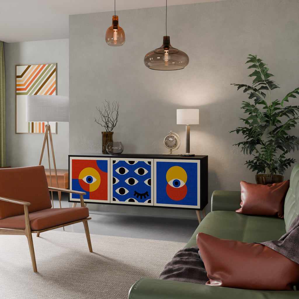 Buffet 3 portes GEOMETRIC EYES en finition noire