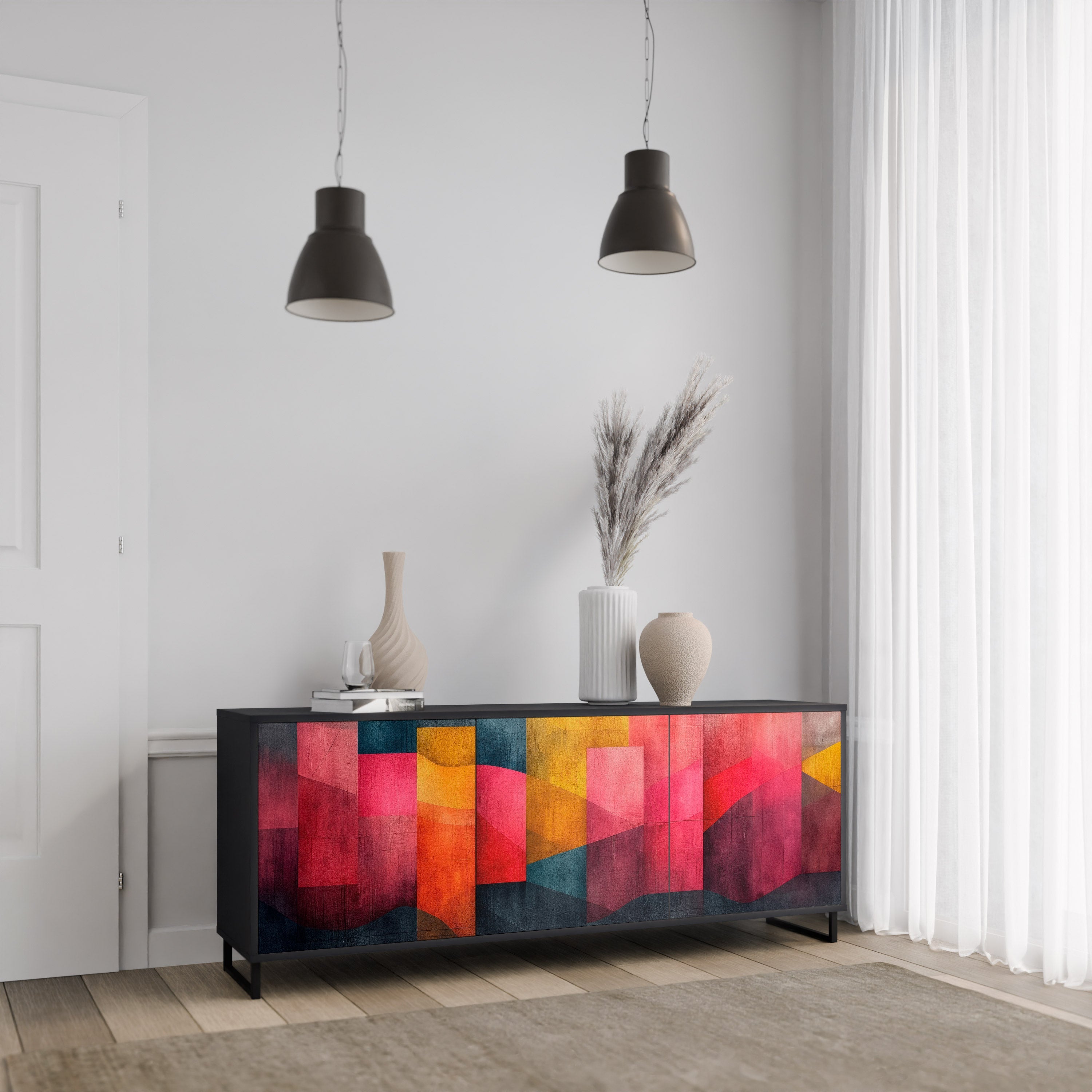 Buffet 3 portes COLORFUL SOUNDS en finition noire