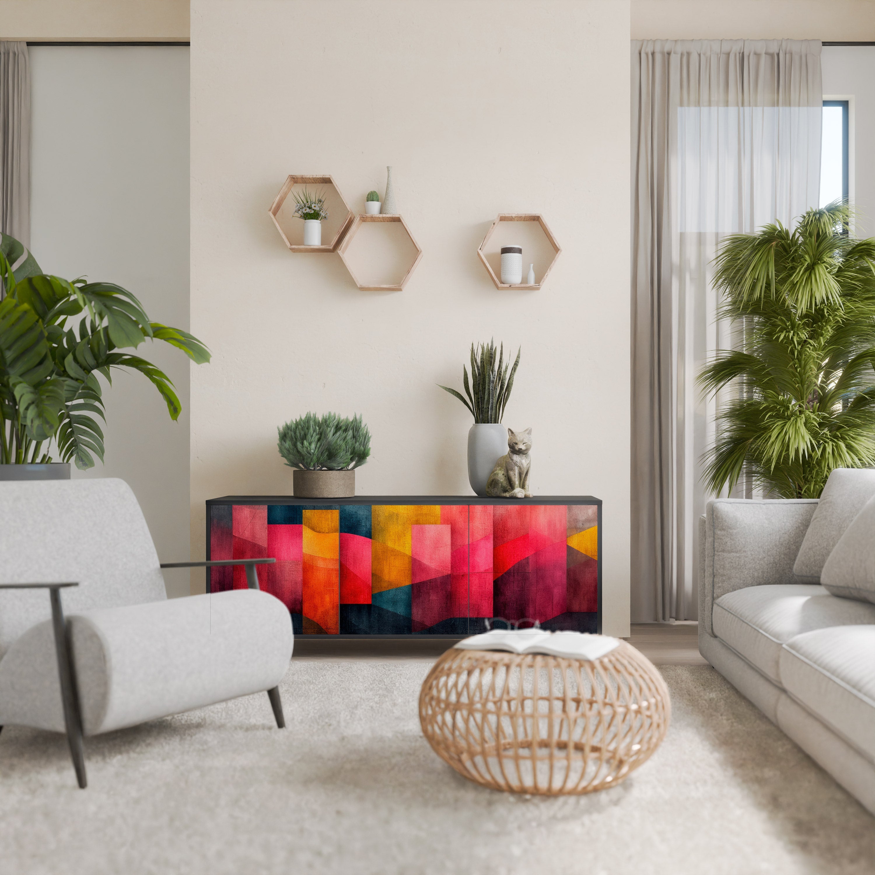 Buffet 3 portes COLORFUL SOUNDS en finition noire