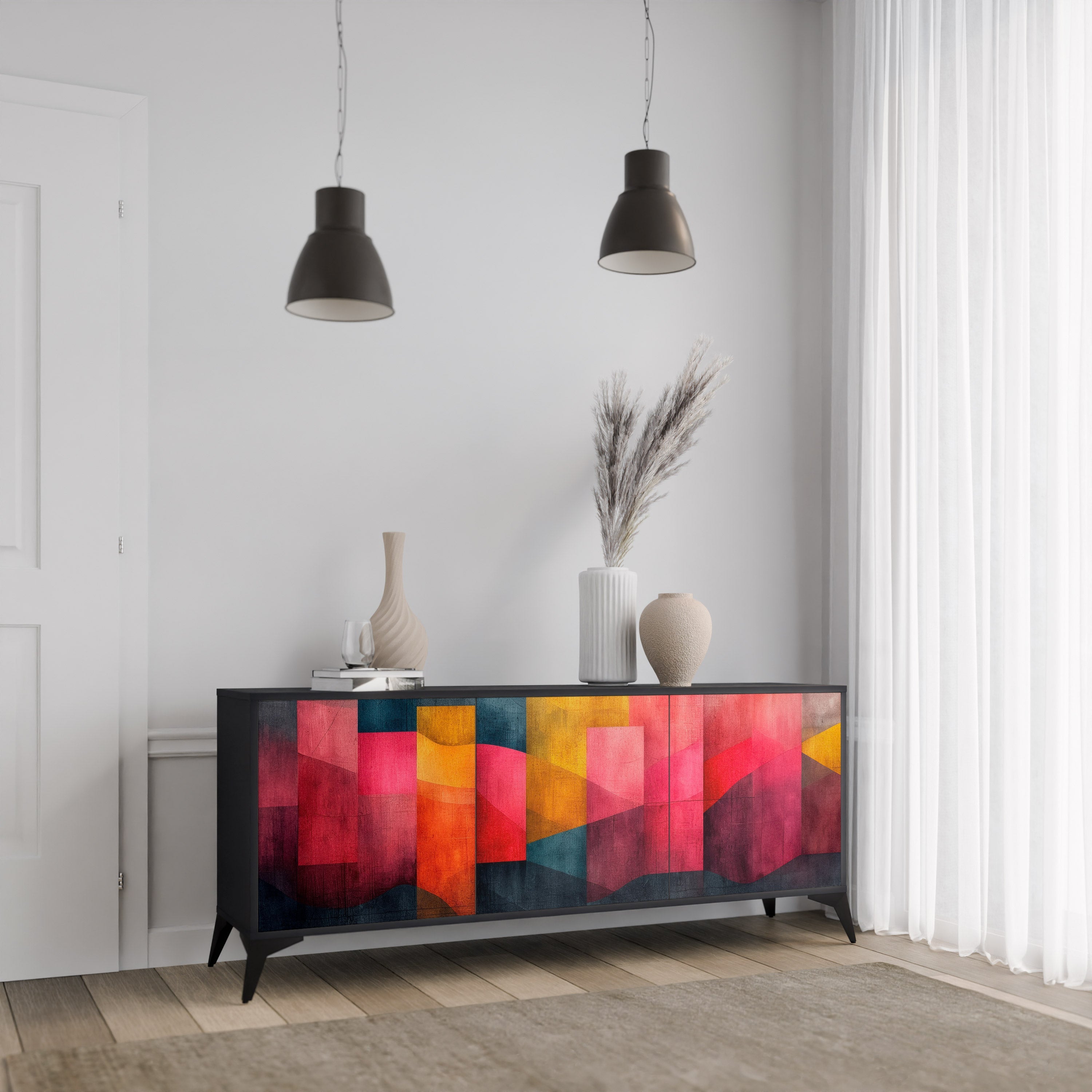 Buffet 3 portes COLORFUL SOUNDS en finition noire
