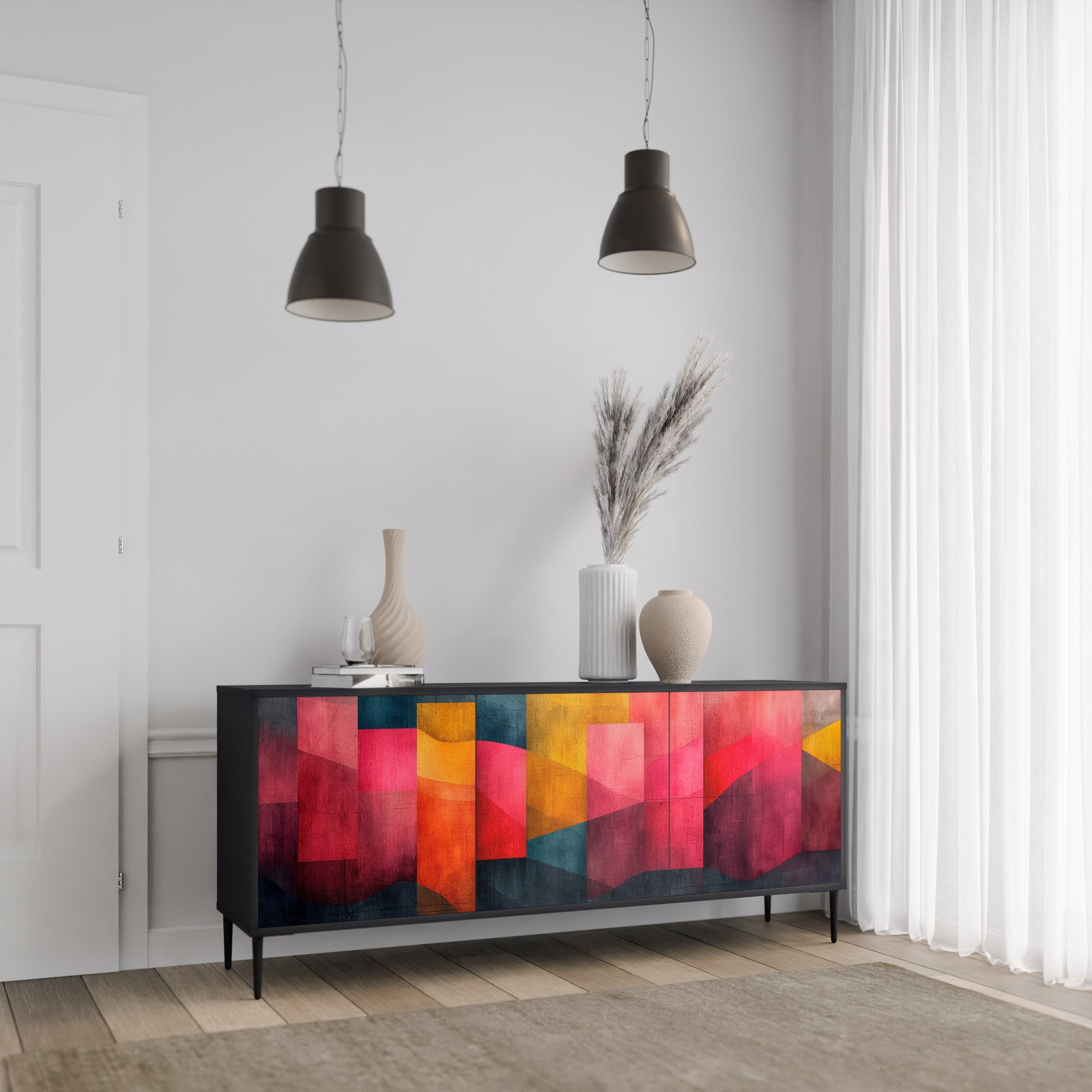 Buffet 3 portes COLORFUL SOUNDS en finition noire