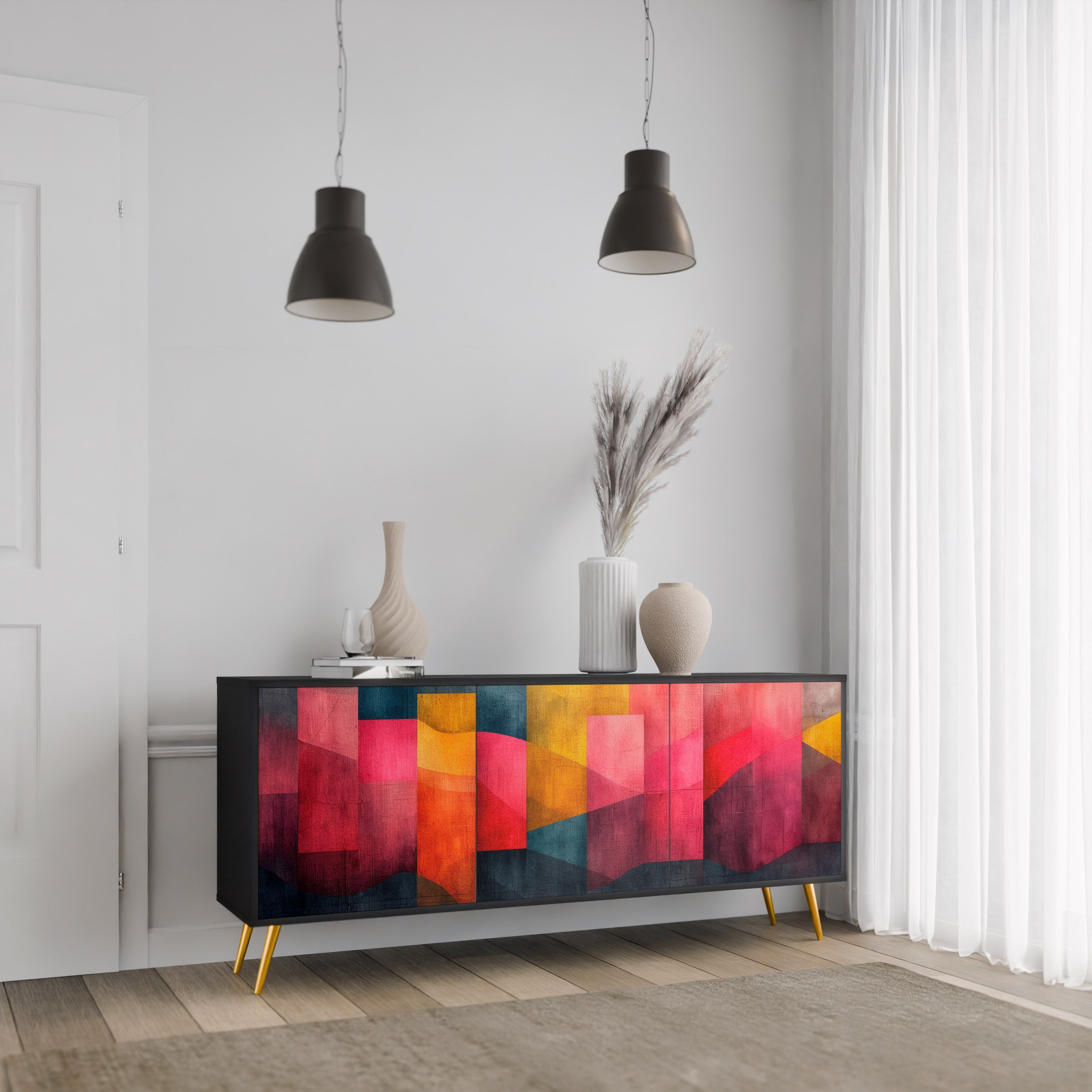 Buffet 3 portes COLORFUL SOUNDS en finition noire