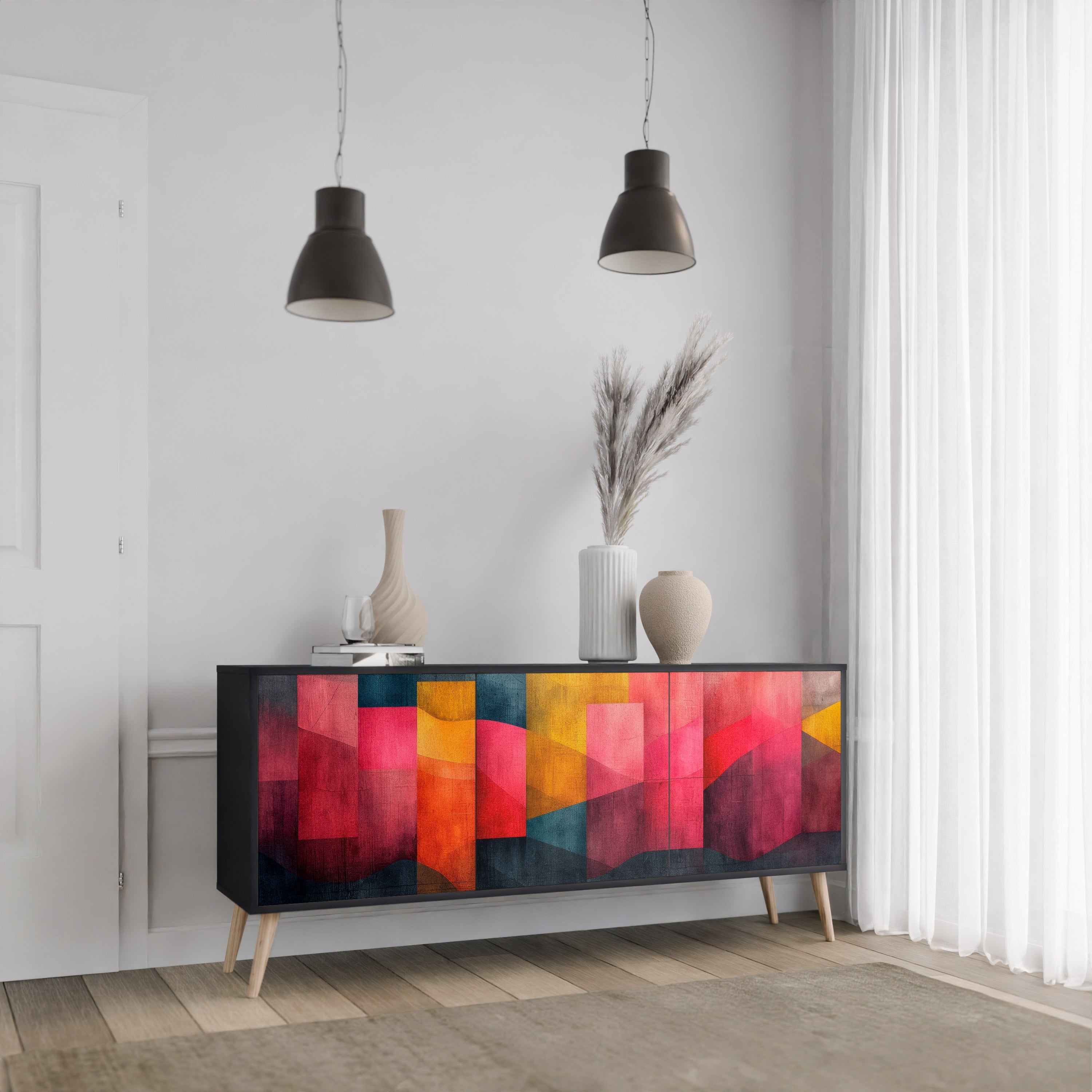 Buffet 3 portes COLORFUL SOUNDS en finition noire