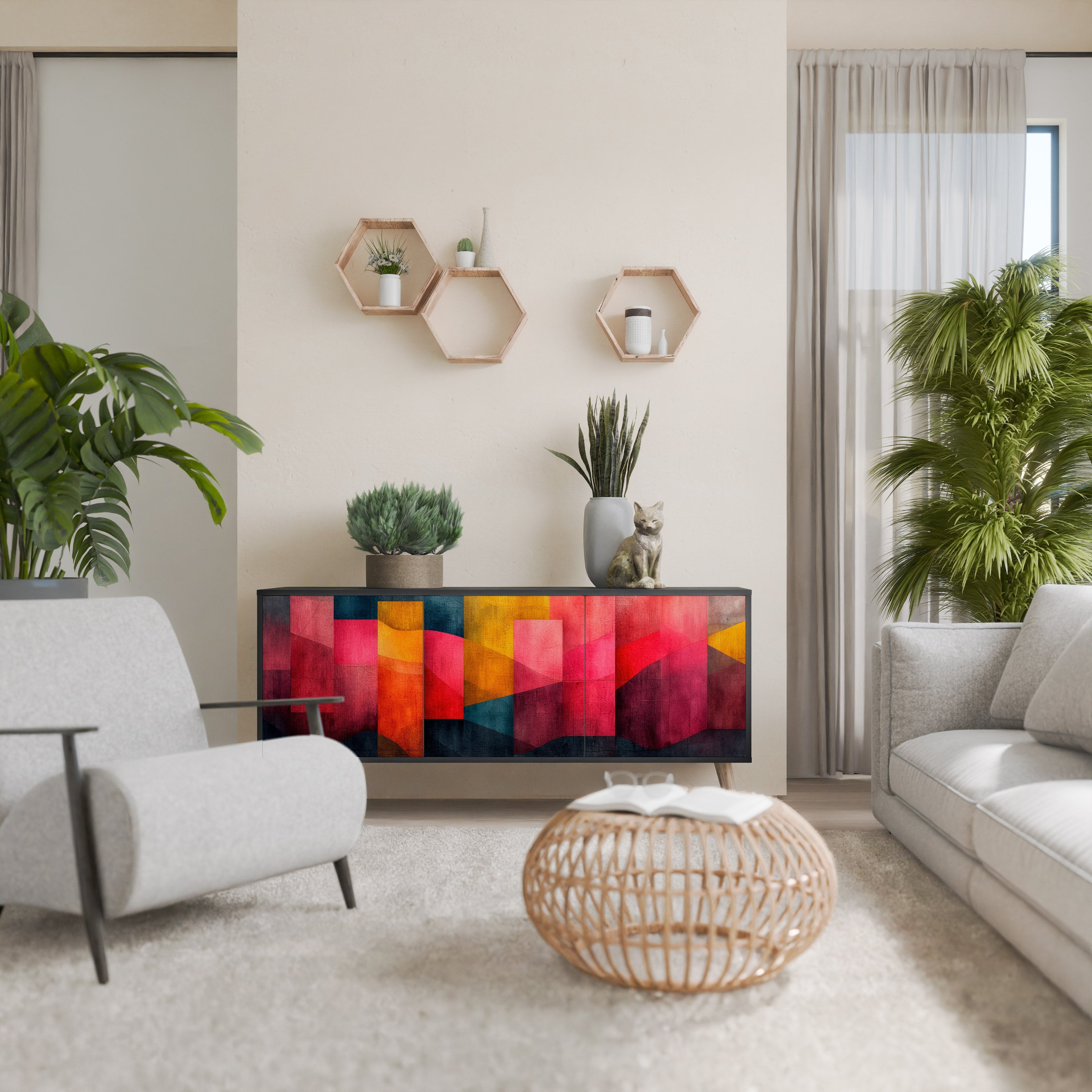 Buffet 3 portes COLORFUL SOUNDS en finition noire