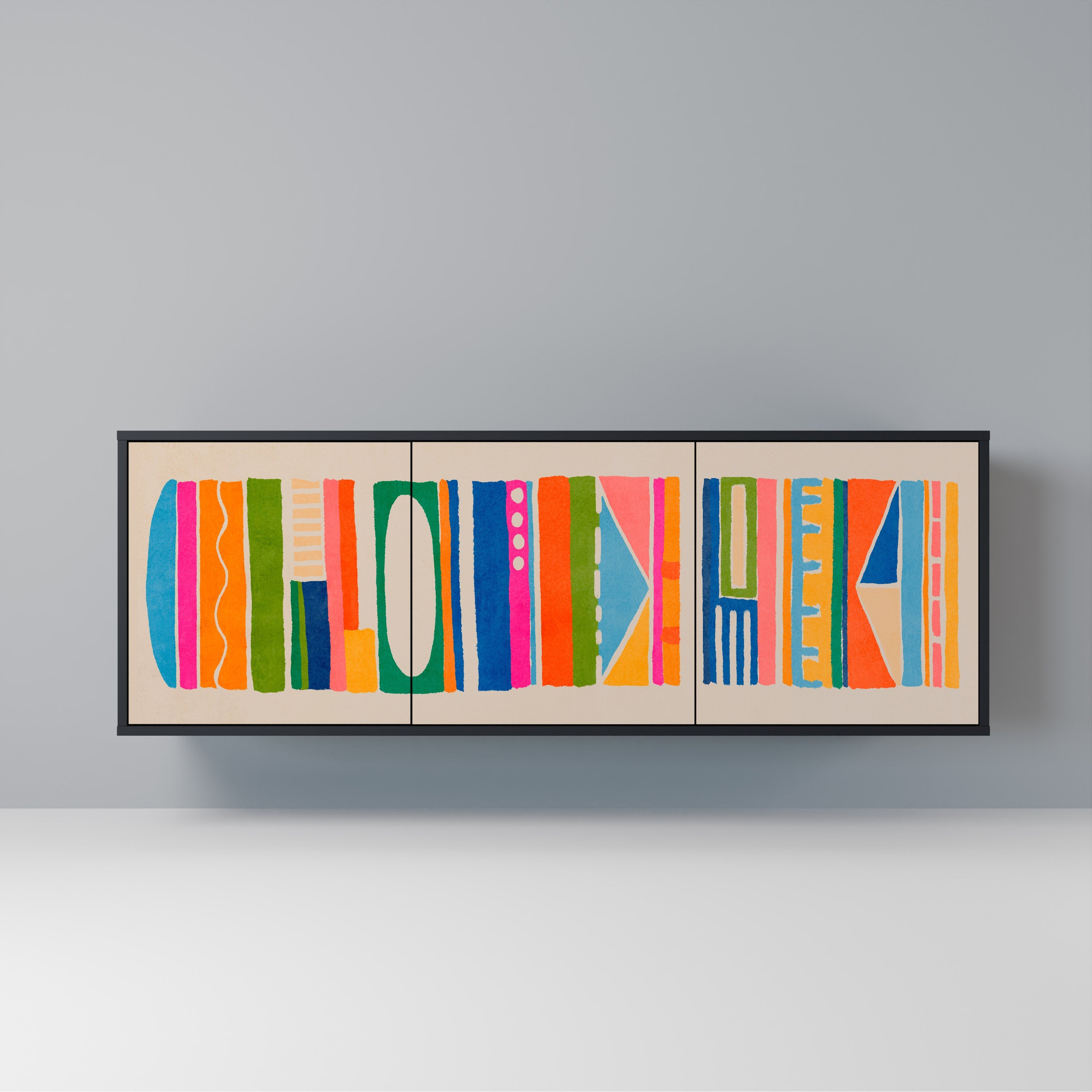 Buffet 3 portes GEOMETRIC SHINE en finition noire