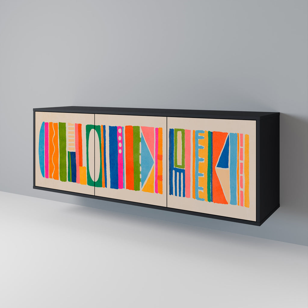 Buffet 3 portes GEOMETRIC SHINE en finition noire