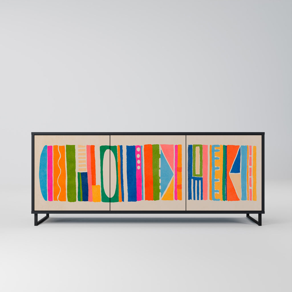 Buffet 3 portes GEOMETRIC SHINE en finition noire