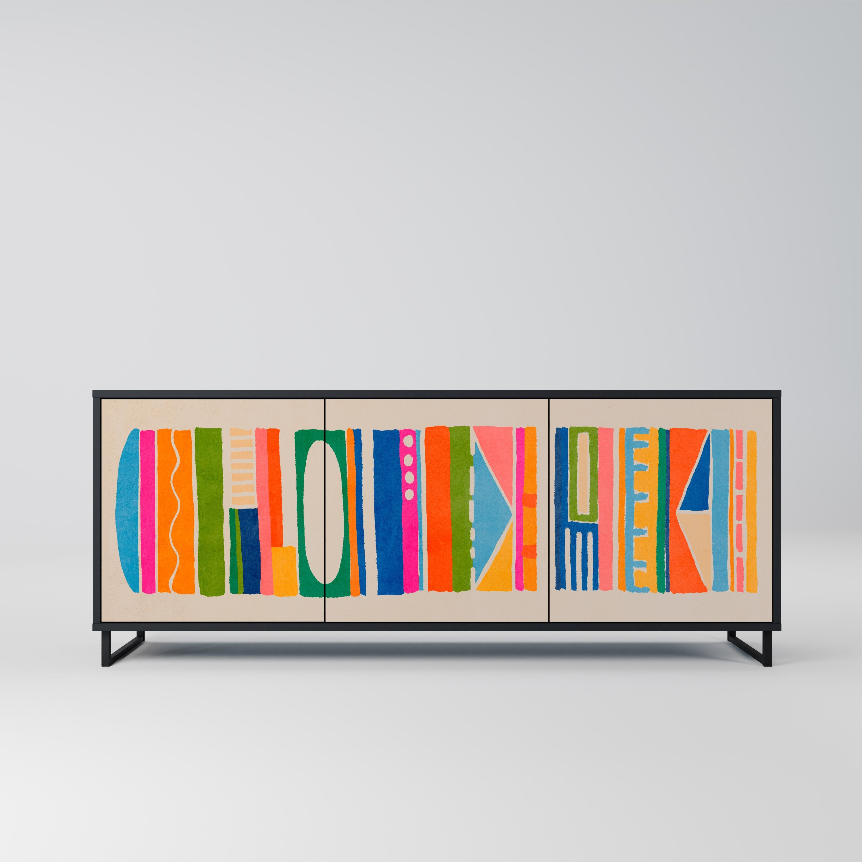 Buffet 3 portes GEOMETRIC SHINE en finition noire