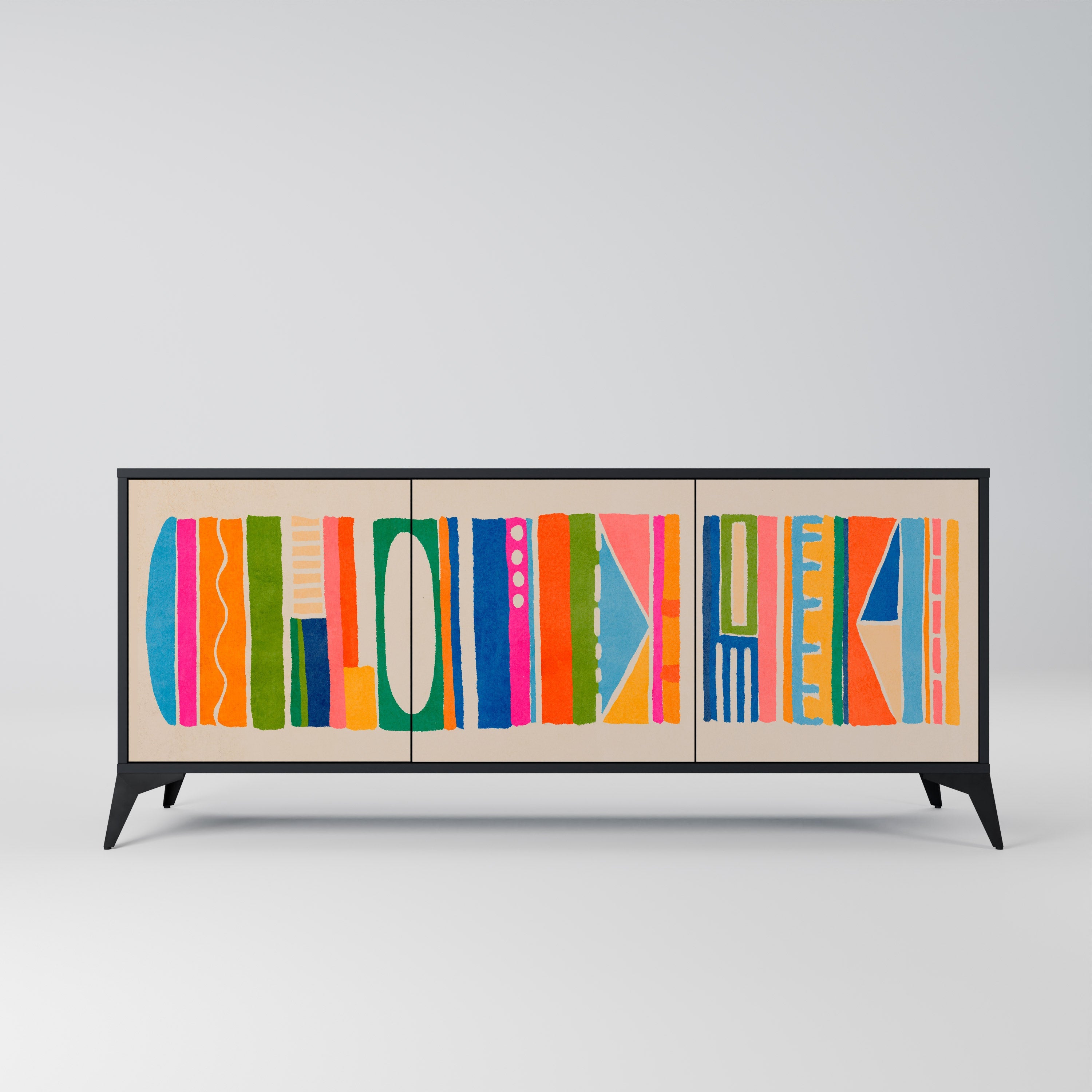 Buffet 3 portes GEOMETRIC SHINE en finition noire