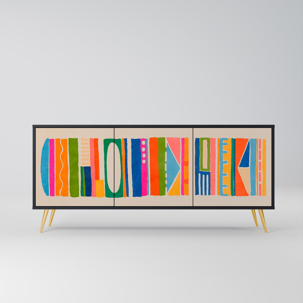 Buffet 3 portes GEOMETRIC SHINE en finition noire