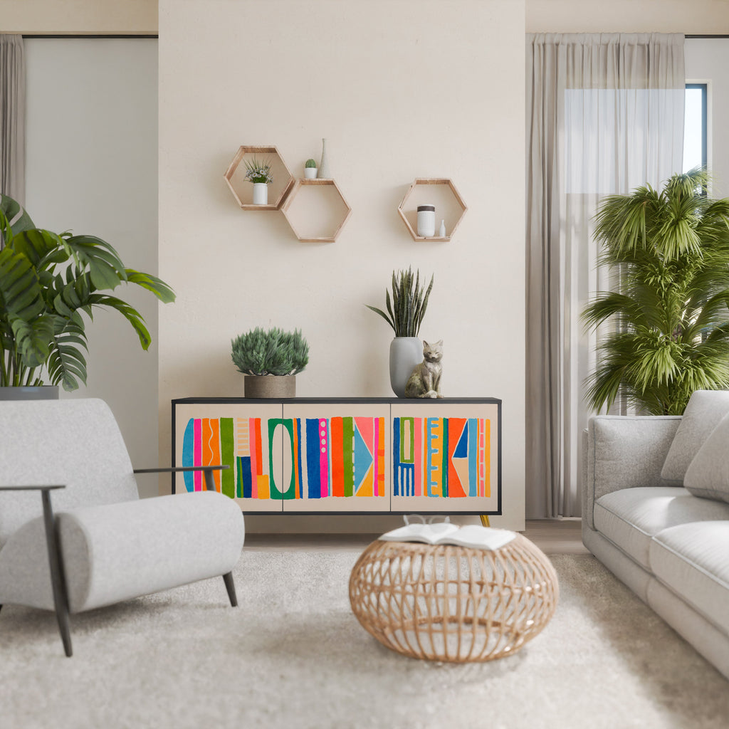 Buffet 3 portes GEOMETRIC SHINE en finition noire