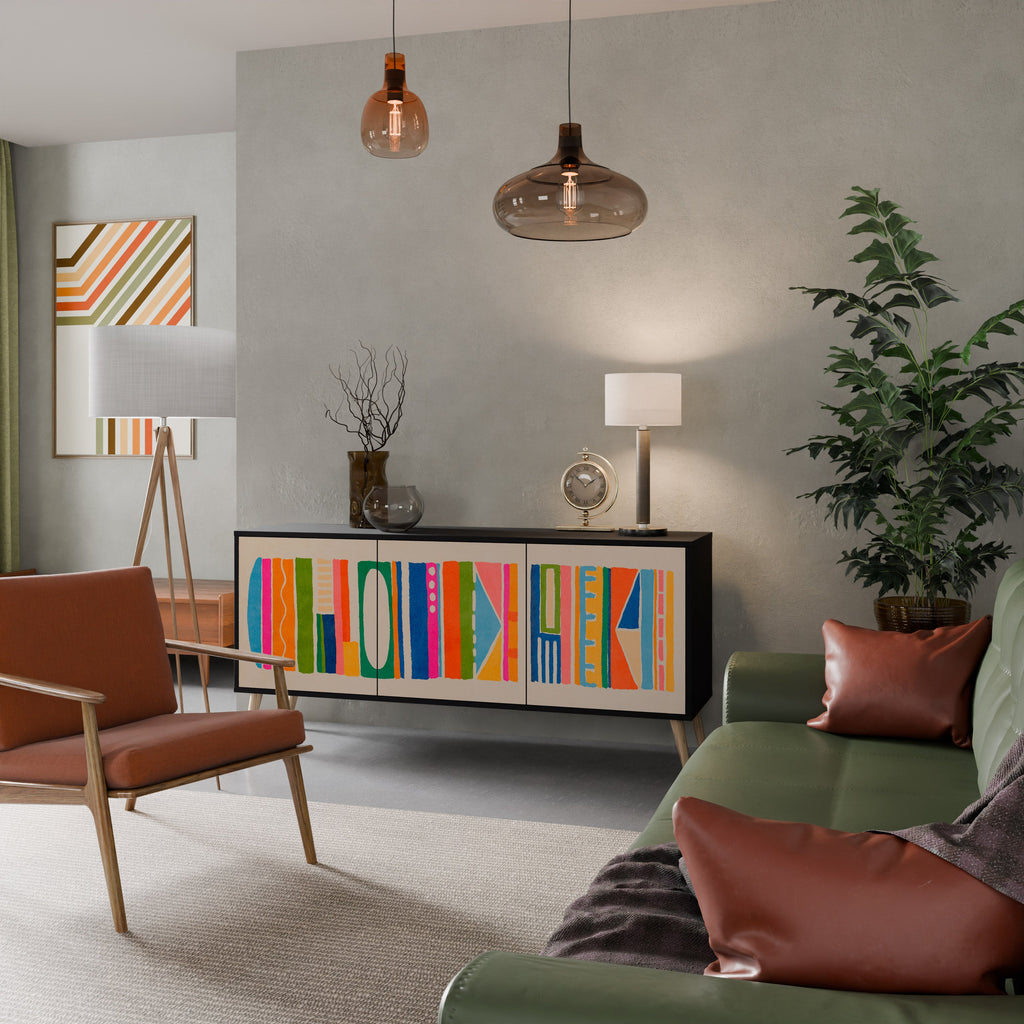 Buffet 3 portes GEOMETRIC SHINE en finition noire