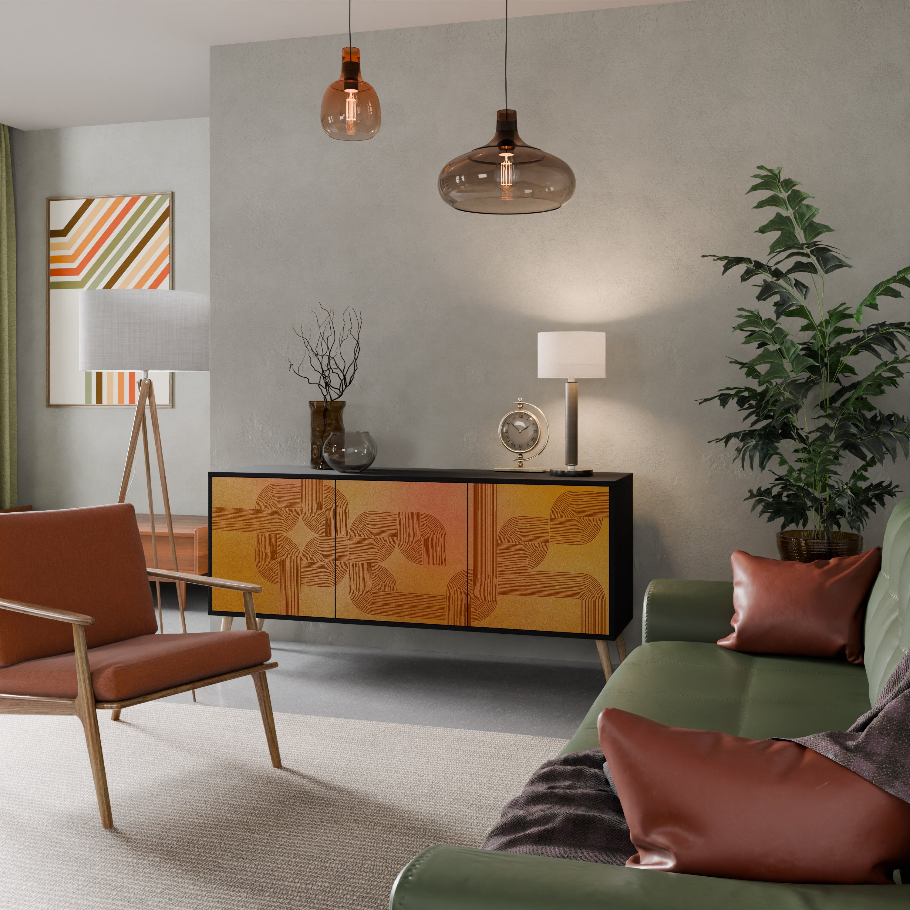 Buffet 3 portes STRENGTHENING RELATION en finition noire