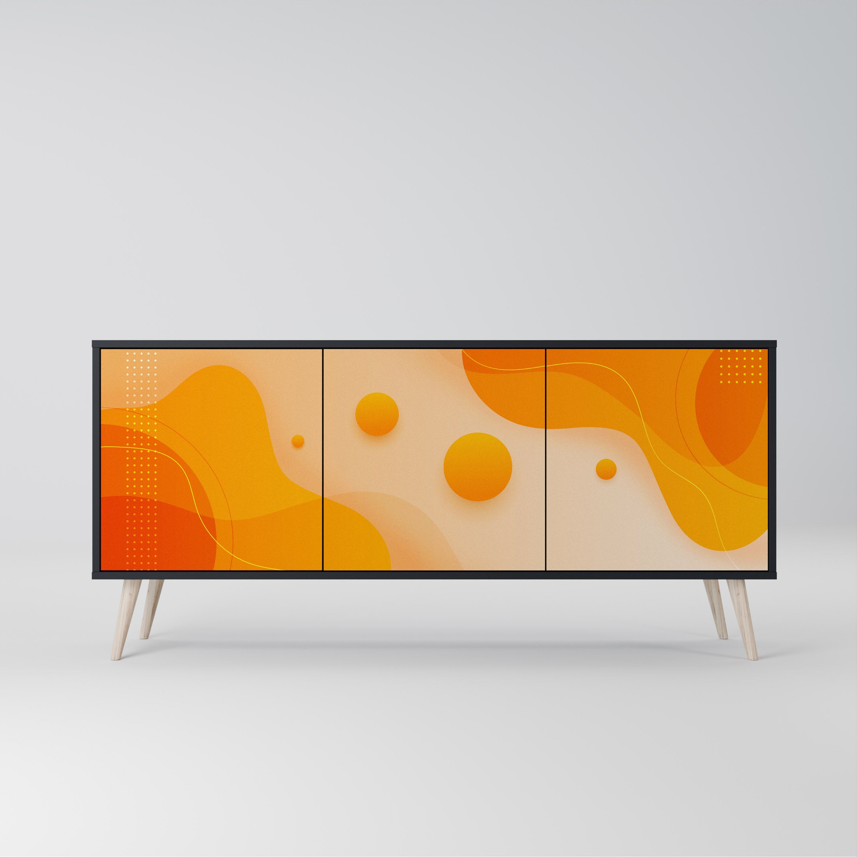 Buffet 3 portes ORANGE ARRANGEMENT en finition noire